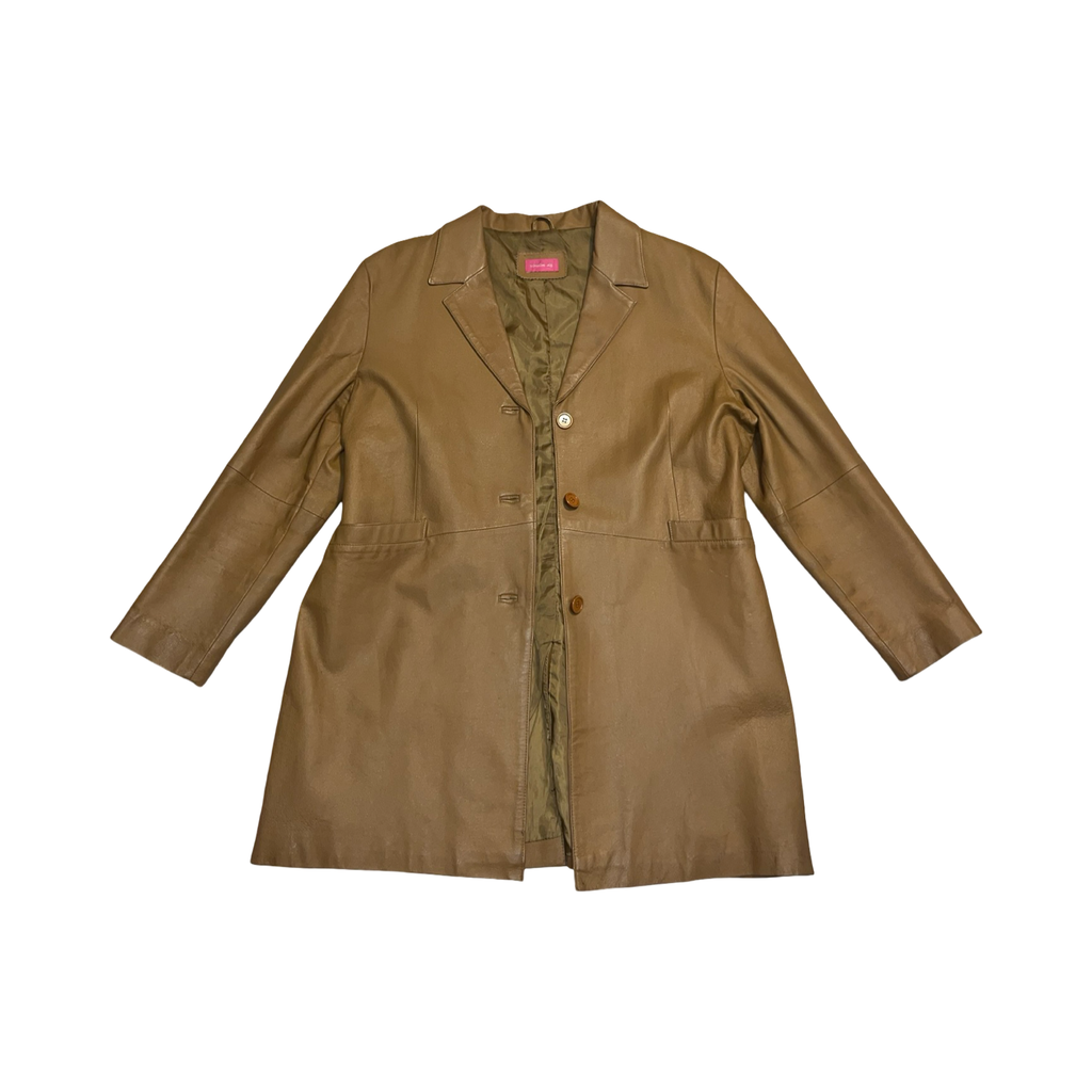 For women genuine tan leather coat uk 16