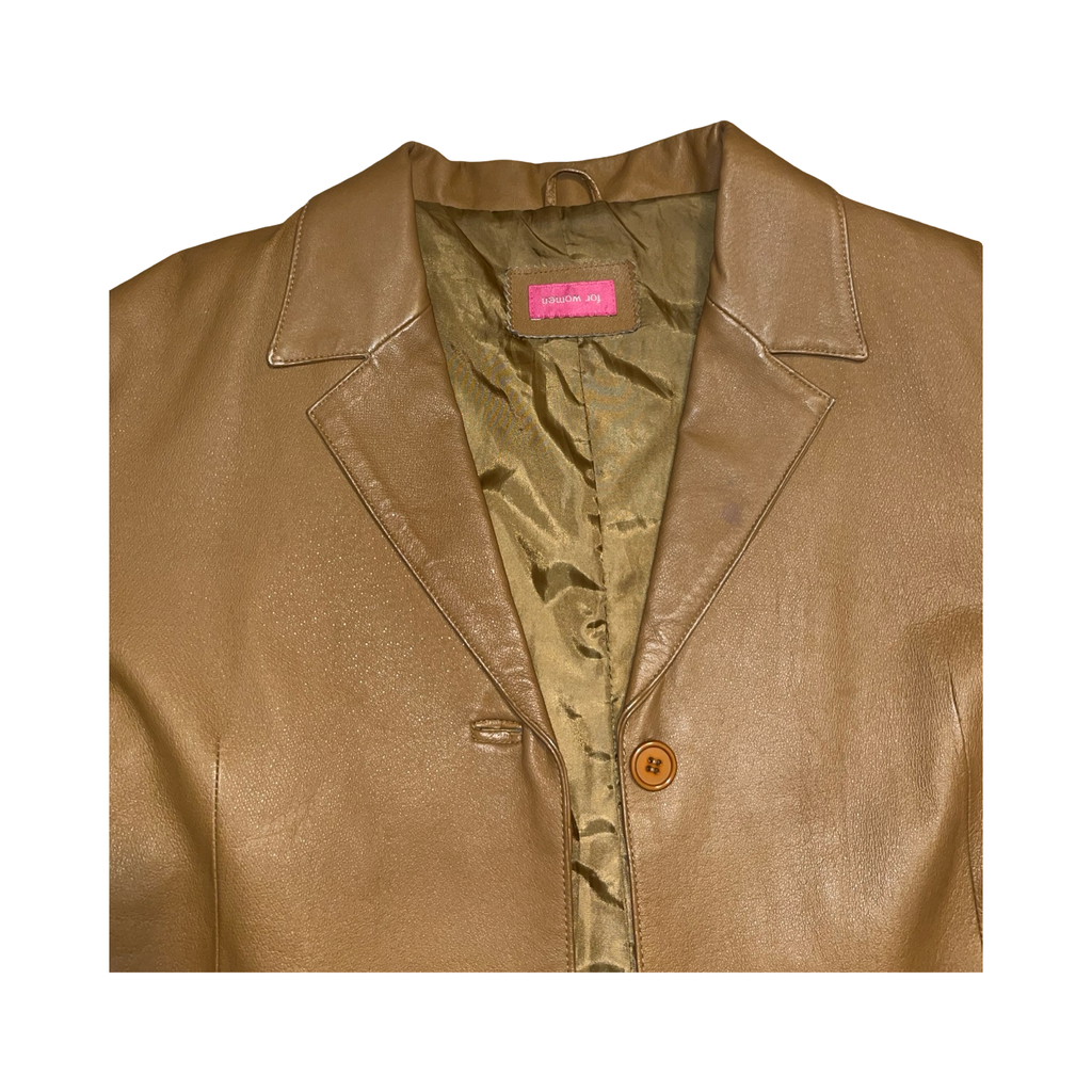 For women genuine tan leather coat uk 16