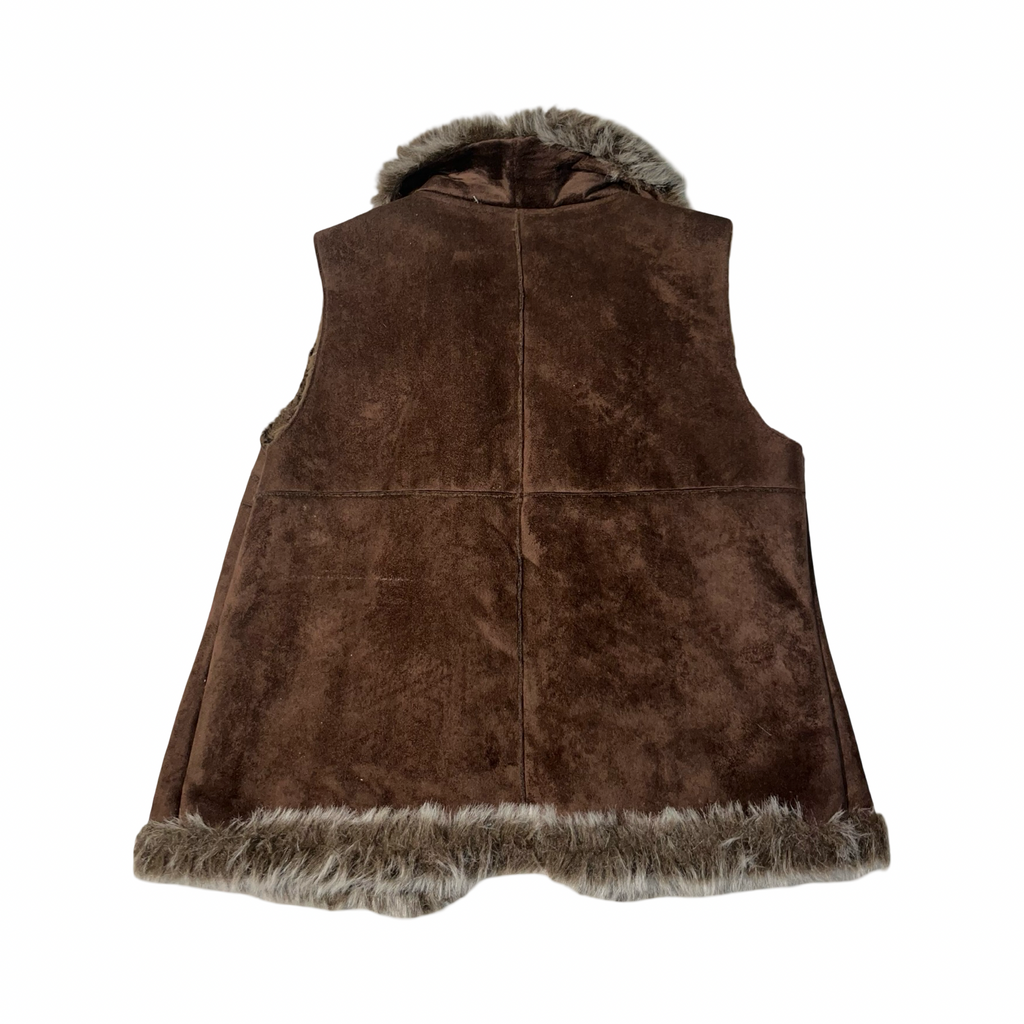 Papaya brown fur y2k waist coat uk18