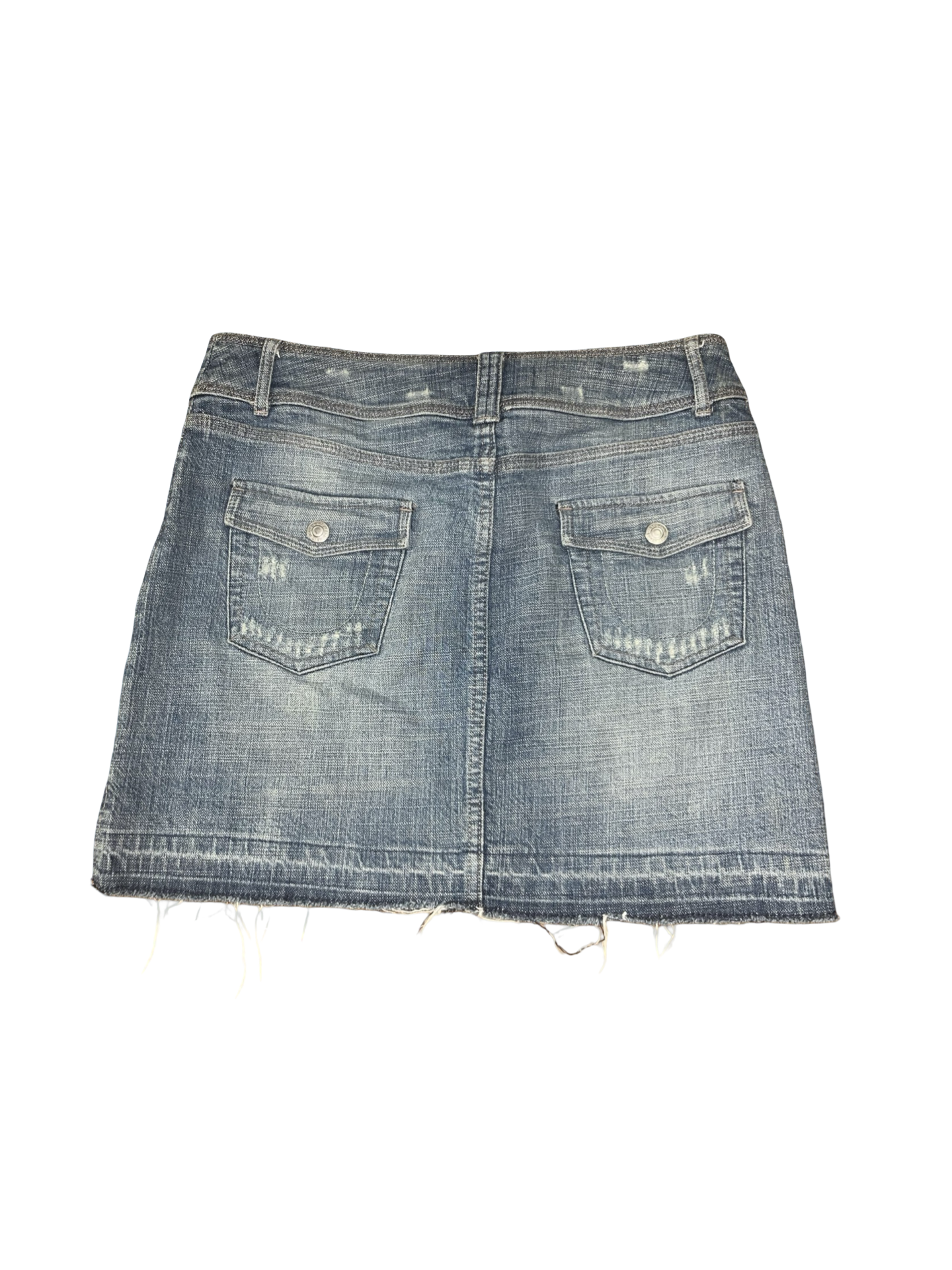 Next Jeans Distressed Denim Mini Skirt | Blue Low Rise Utility Mini uk12