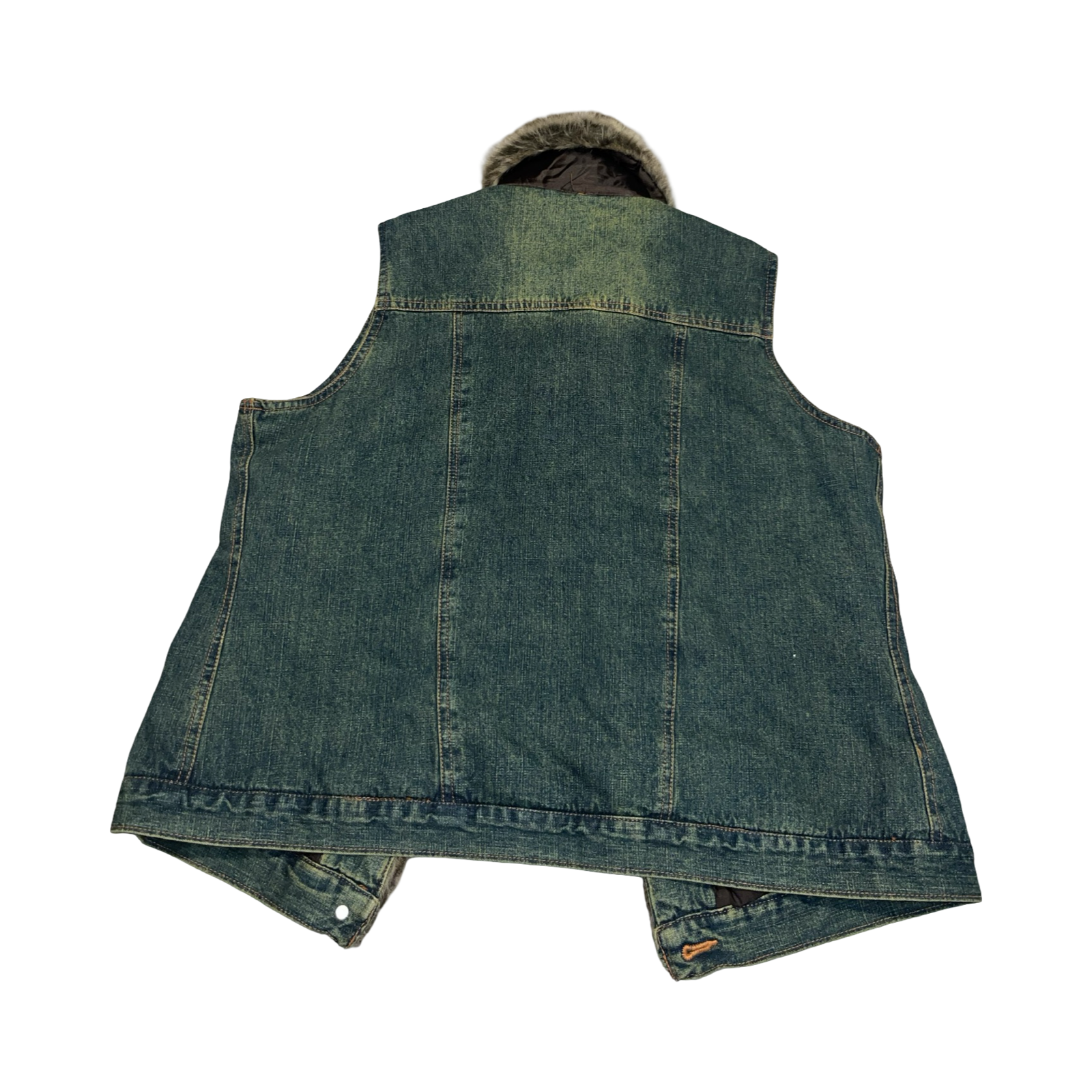 2000’s Y2K denim and fur lined waist coat uk 14