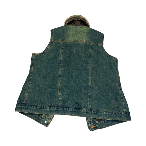 2000’s Y2K denim and fur lined waist coat uk 14