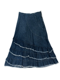 Y2K Per Una Dark Wash Denim Ruffle Midi Skirt | uk14L
