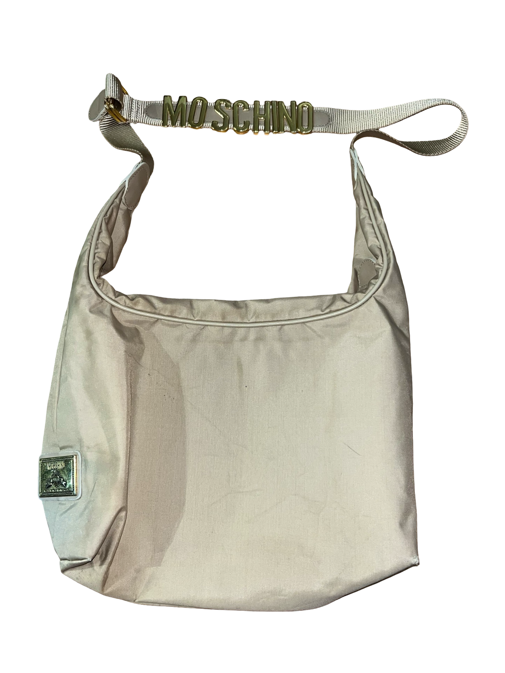 Vintage Y2K Moschino Cream Shoulder Bag Gold Logo | Made in Italy