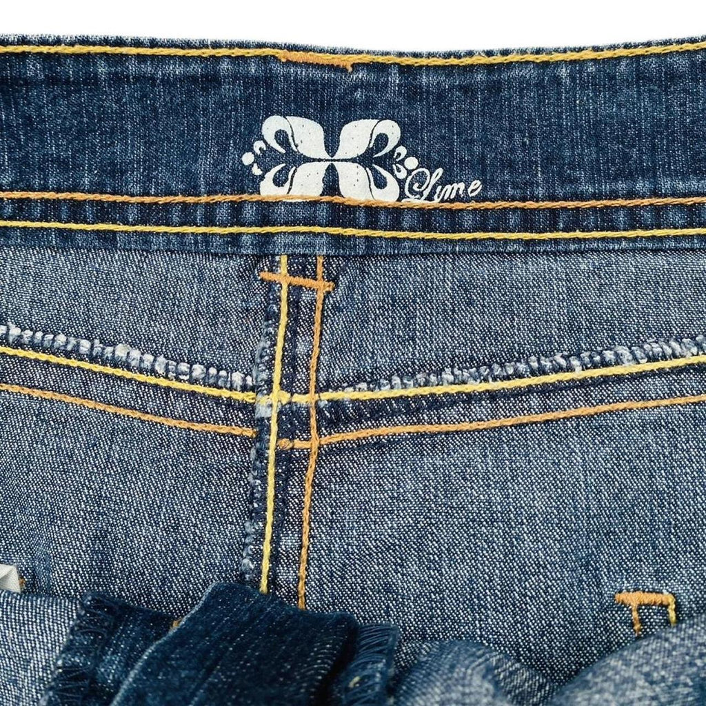 Lime Mini 2000’s denim skirt with y2k faux fur trim re work uk10