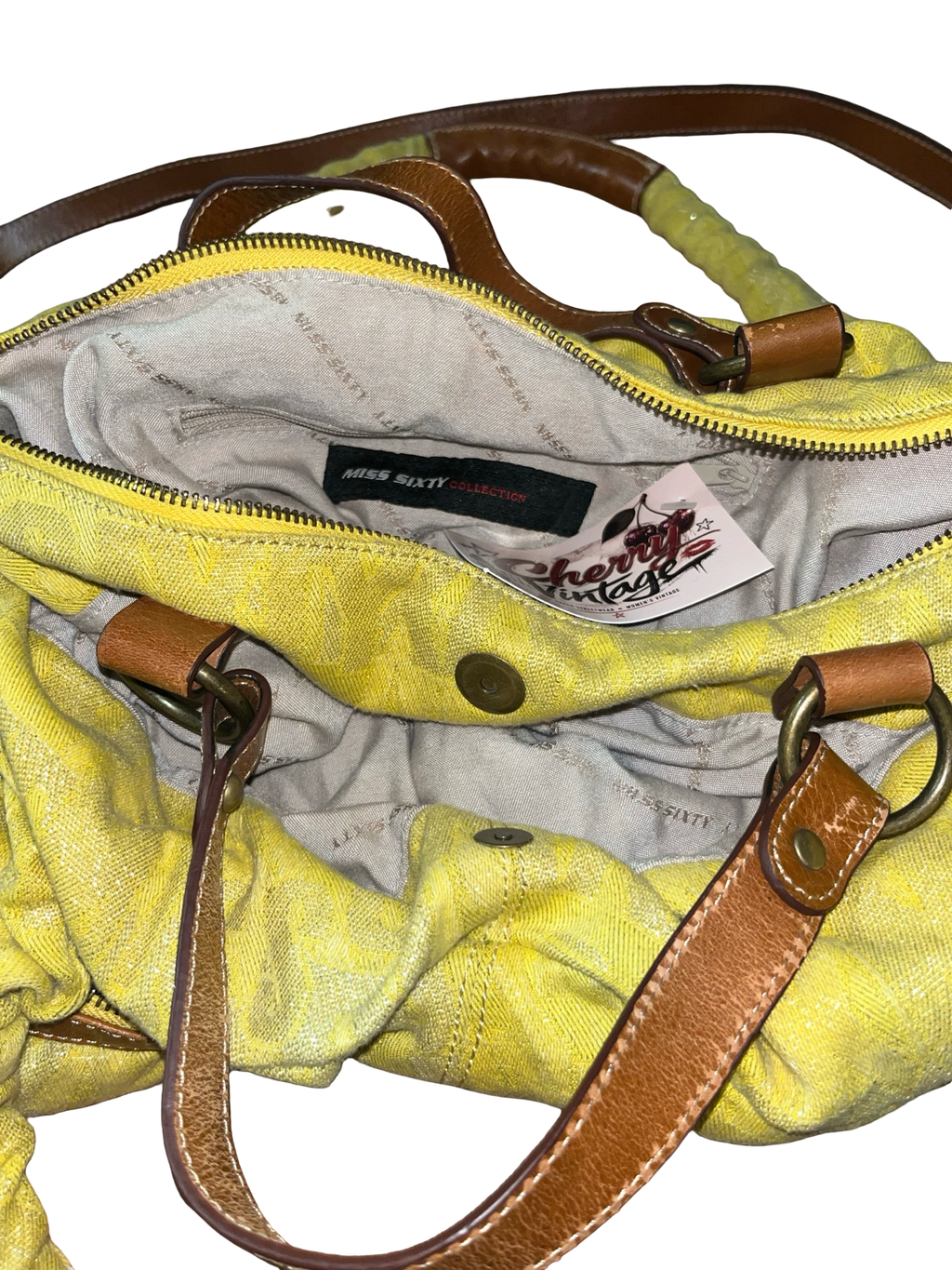 Miss Sixty Y2K Yellow Ruched Shoulder Bag | Vintage Handbag