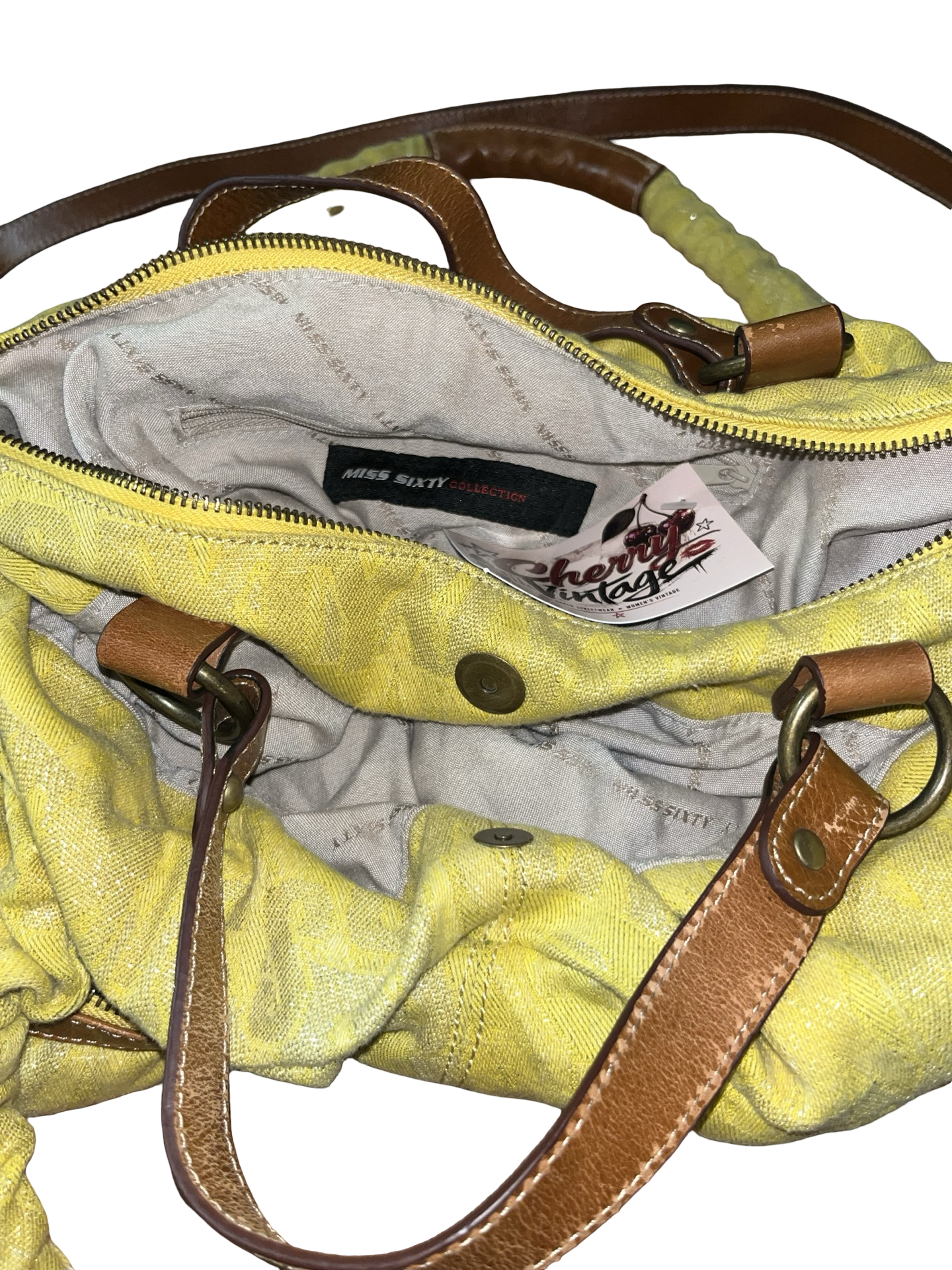 Miss Sixty Y2K Yellow Ruched Shoulder Bag | Vintage Handbag