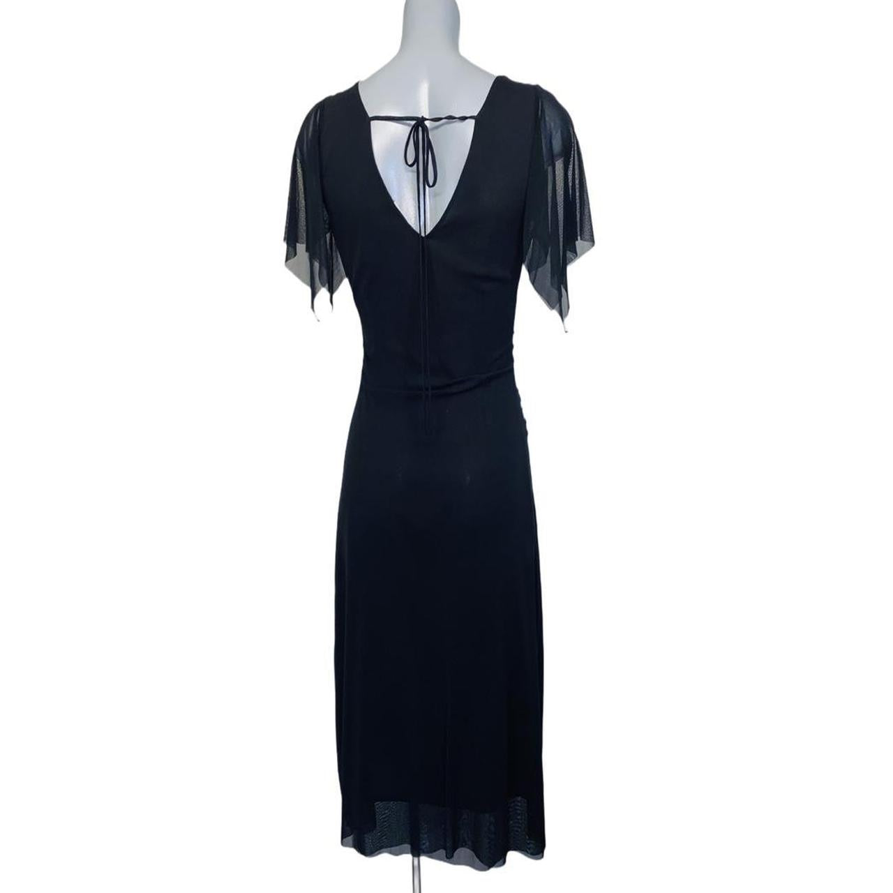 Black sheer chiffon sequin embellished Oasis evening dress uk14