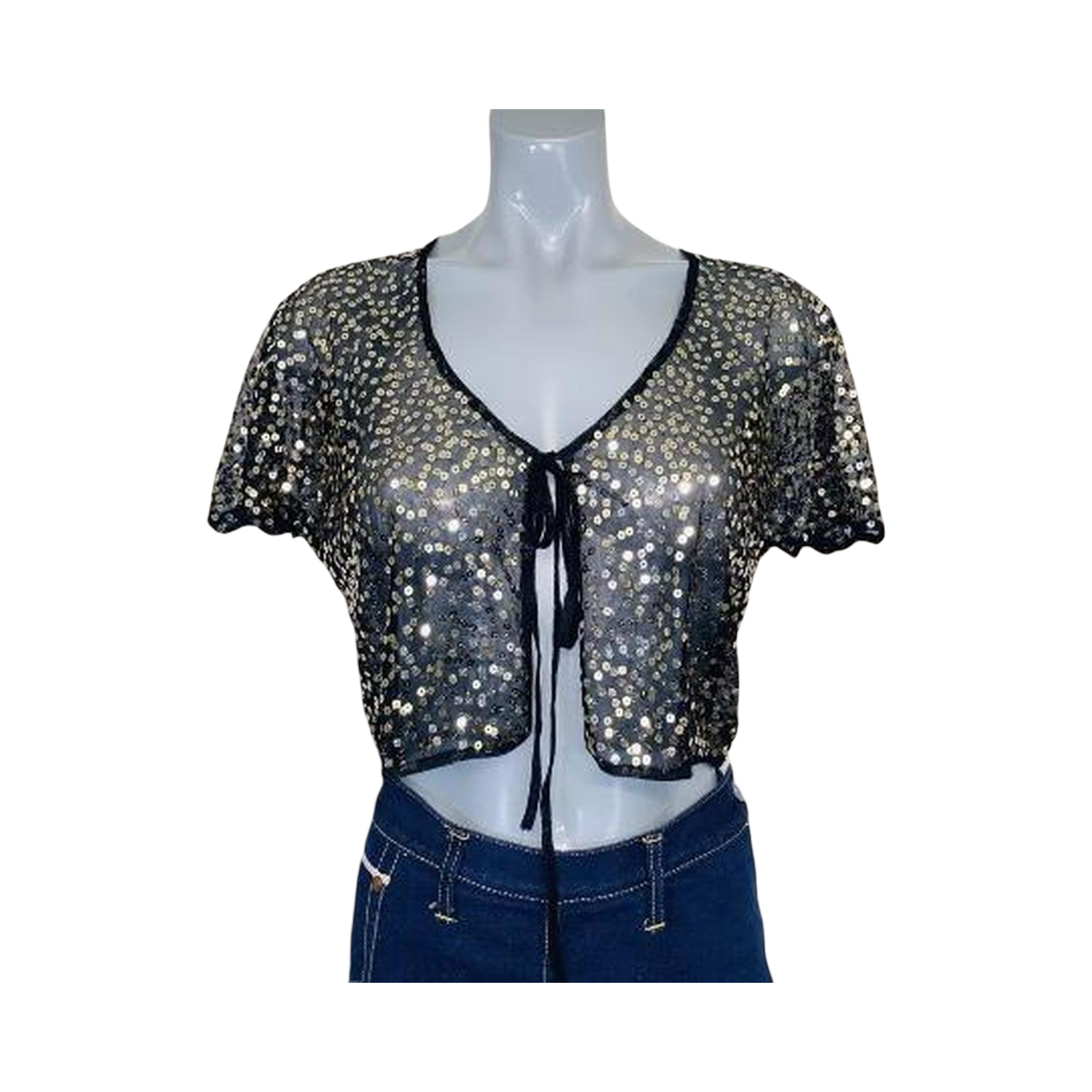 Klass collection black and gold sequin bolero y2k uk10
