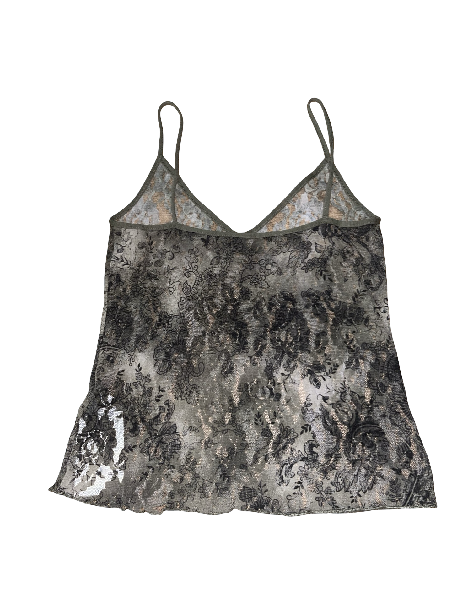 Y2K Per Una Khaki Floral Lace Mesh Cami Top | Fairy UkM
