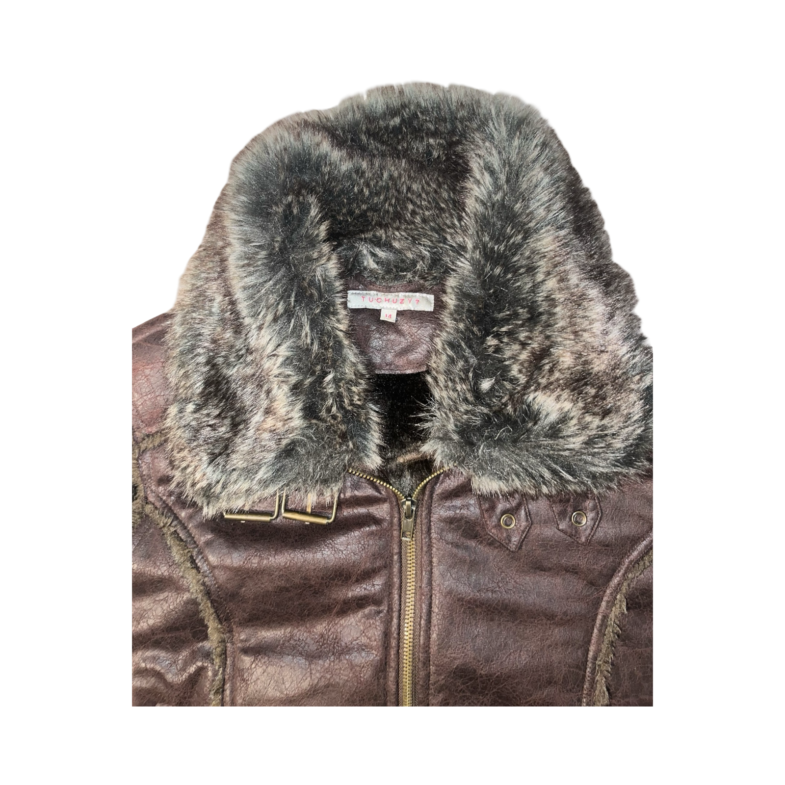 TU•CHUZY? 2000’s y2k faux fur uk 14 waist coat