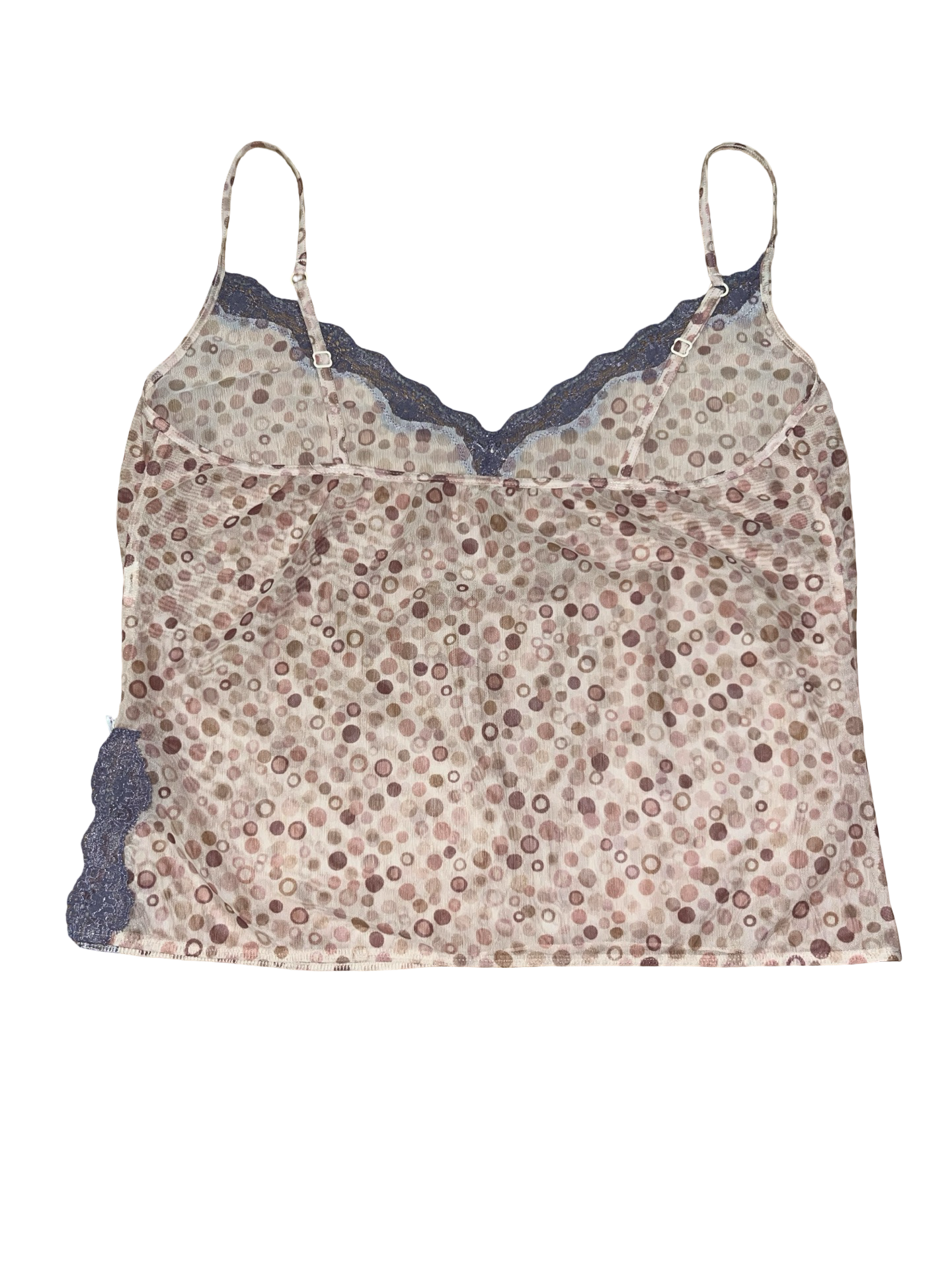 Y2K Polka Dot Mesh Lace Cami Top ukM