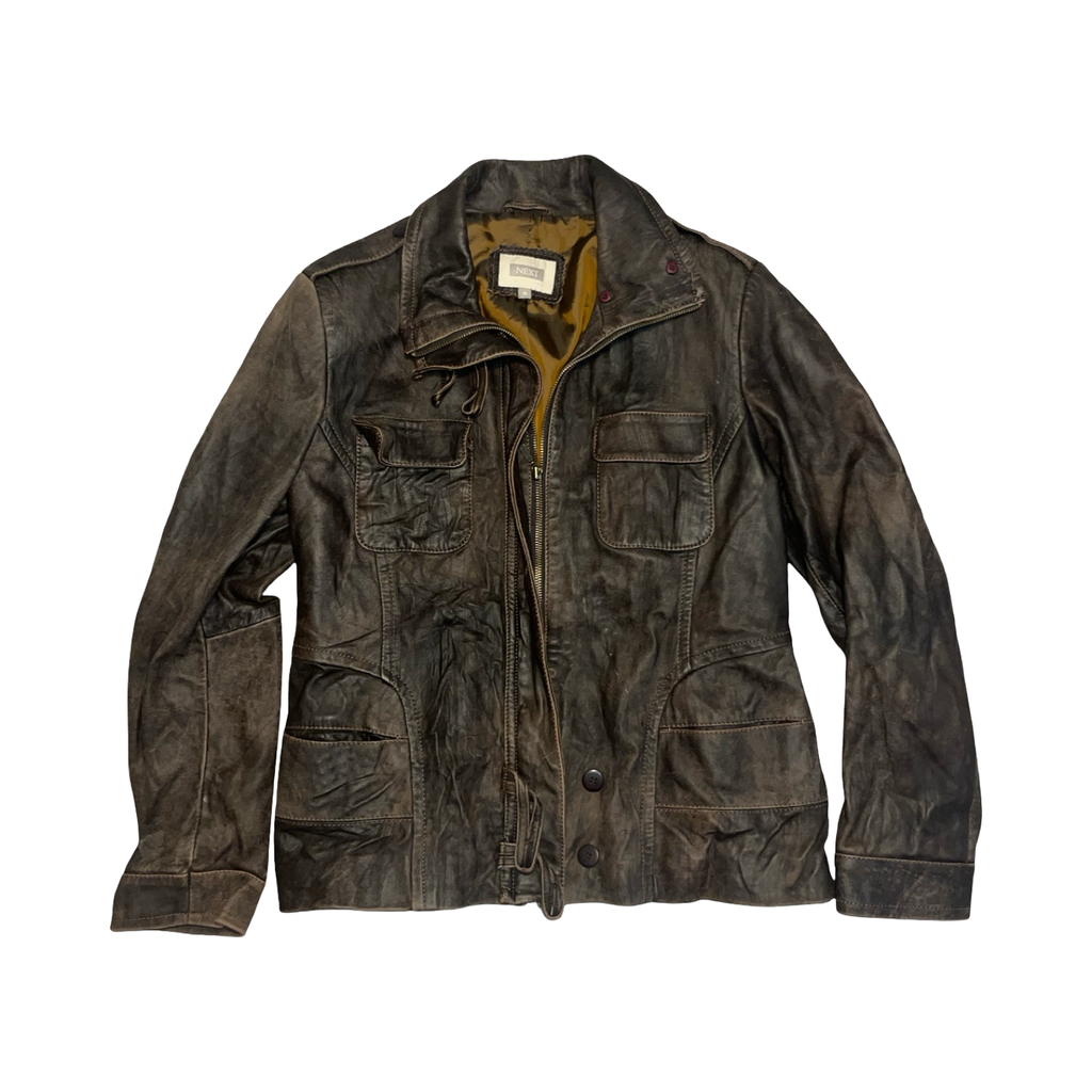 Next vintage brown leather jacket uk16
