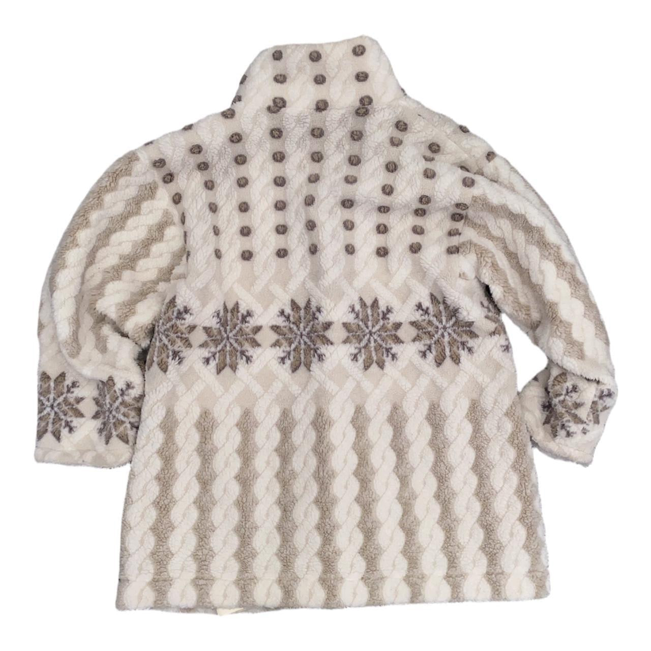 Cream vintage Alpezzepla snowflake print fuzzy coat ukM