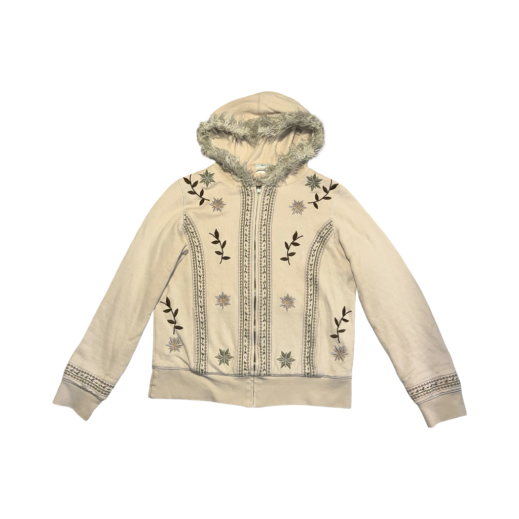 NEXT 2000’s Y2K cream fur lined hood jacket uk14