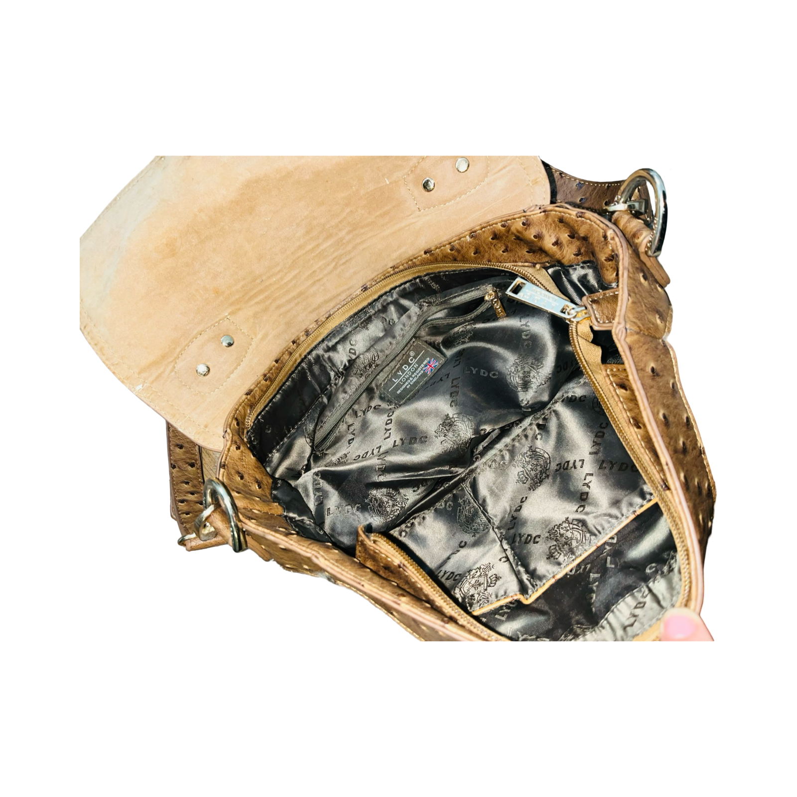 LYDC London leather and fur crossbody/ handbag