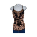 Brown velvet lace cami top with beaded details uk 12