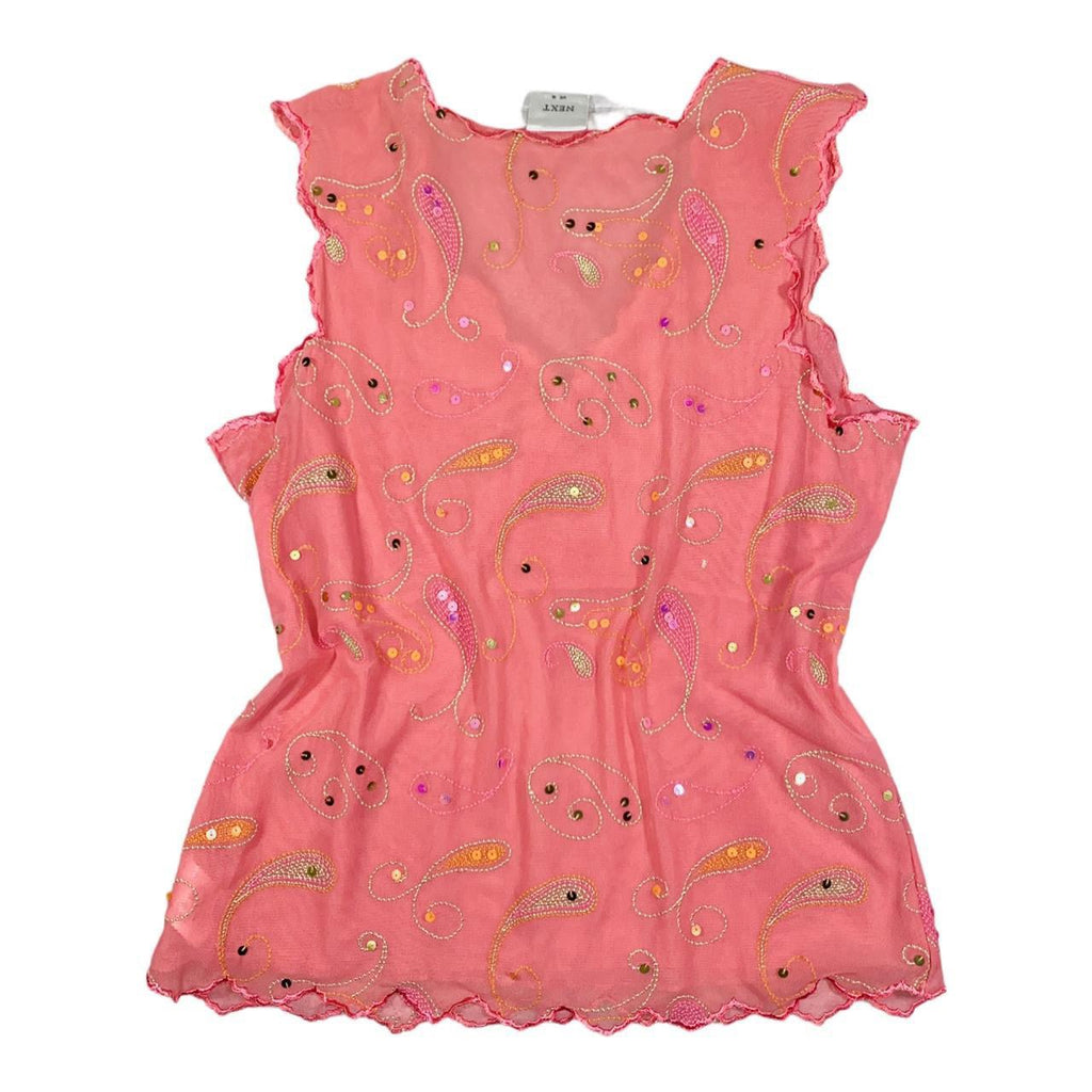 NEXT sequin embroidered V-neck blouse with ruffles Uk16