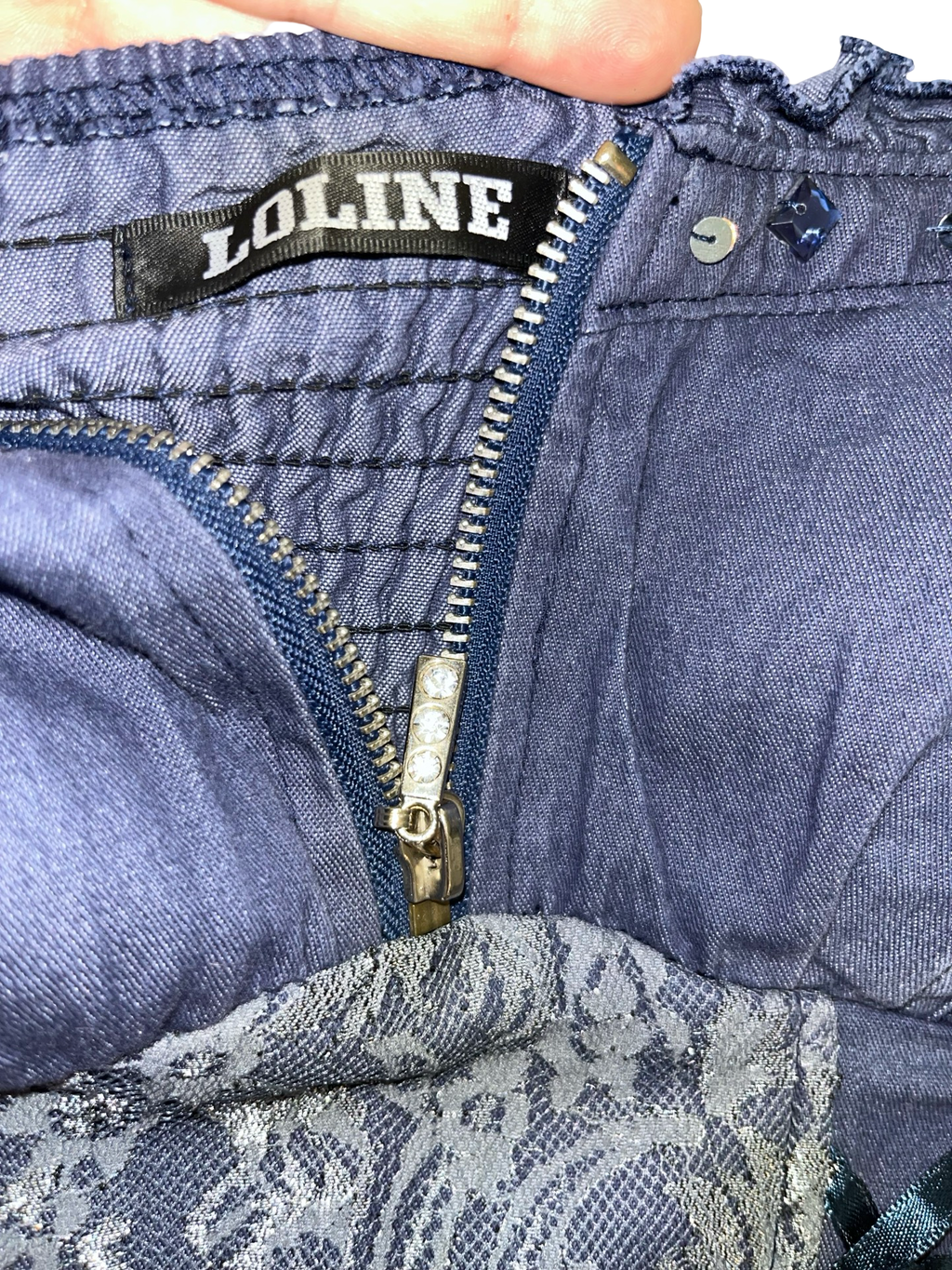 L.O.LINE Denim Lace Corset Bustier Top Rhinestone ukS