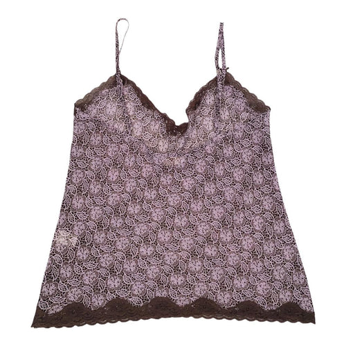 Accessorize brown and purple lace cami top y2k uk 14