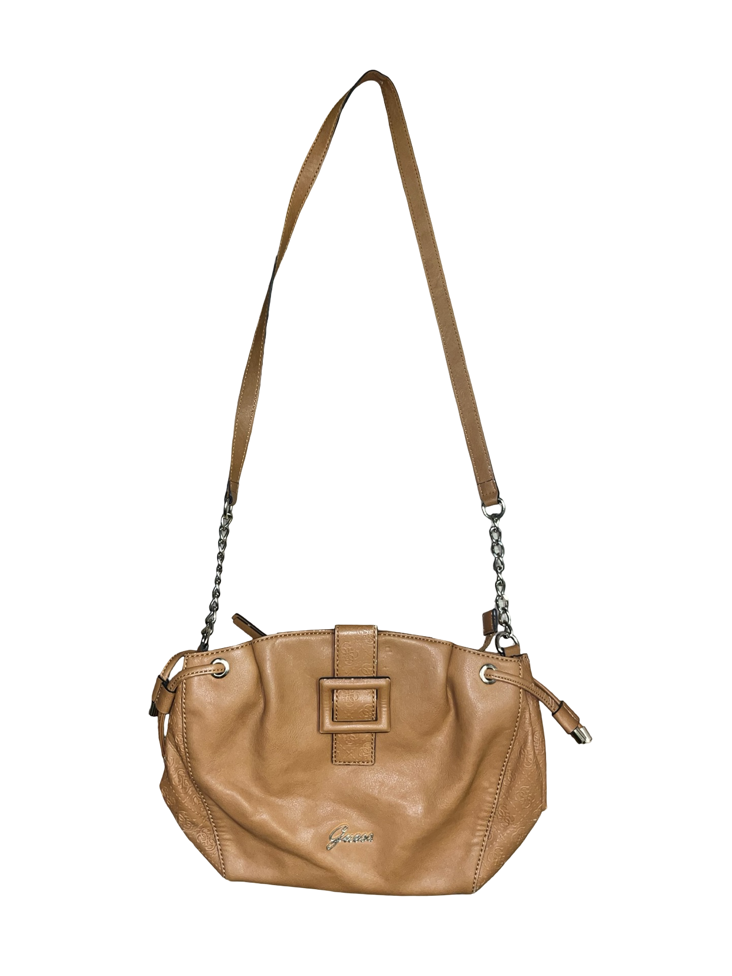 Y2K GUESS Tan Buckle 2000s Chain Strap Handbag