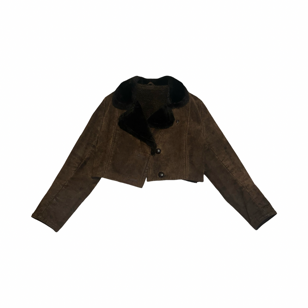 Vintage sheep skin fur cropped coat uk S/M