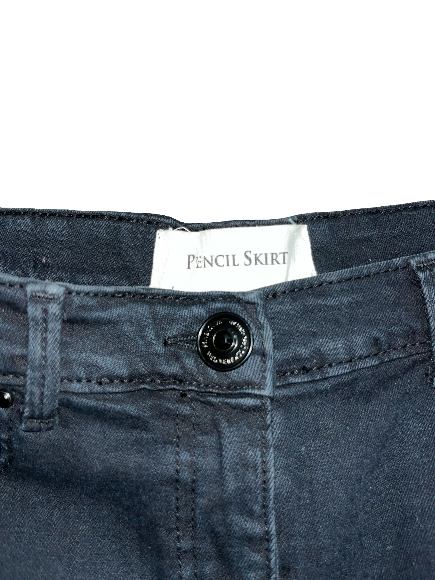 Vintage Y2K Dark Wash Denim Pencil Skirt Midi Uk12