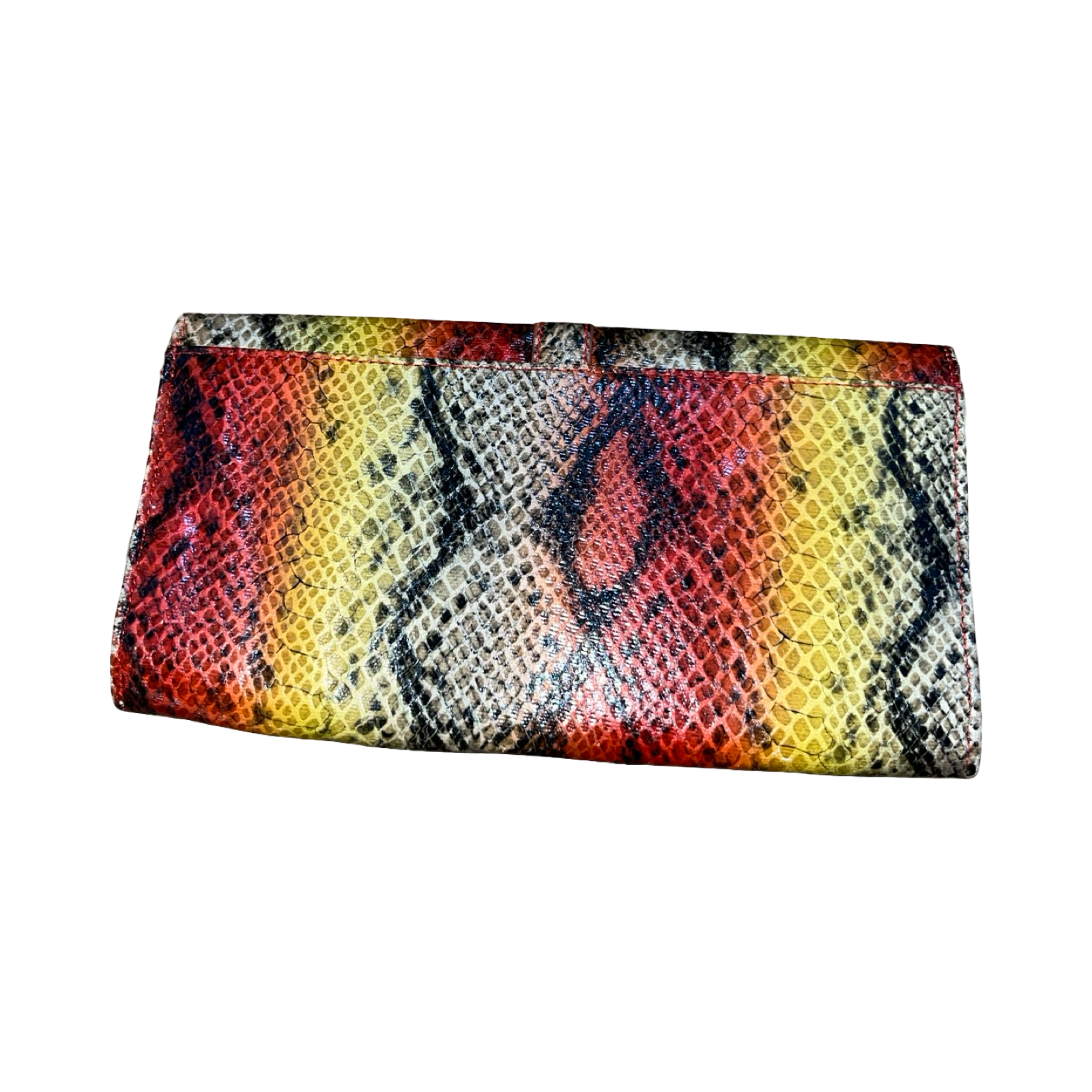 Snake skin print clutch bag
