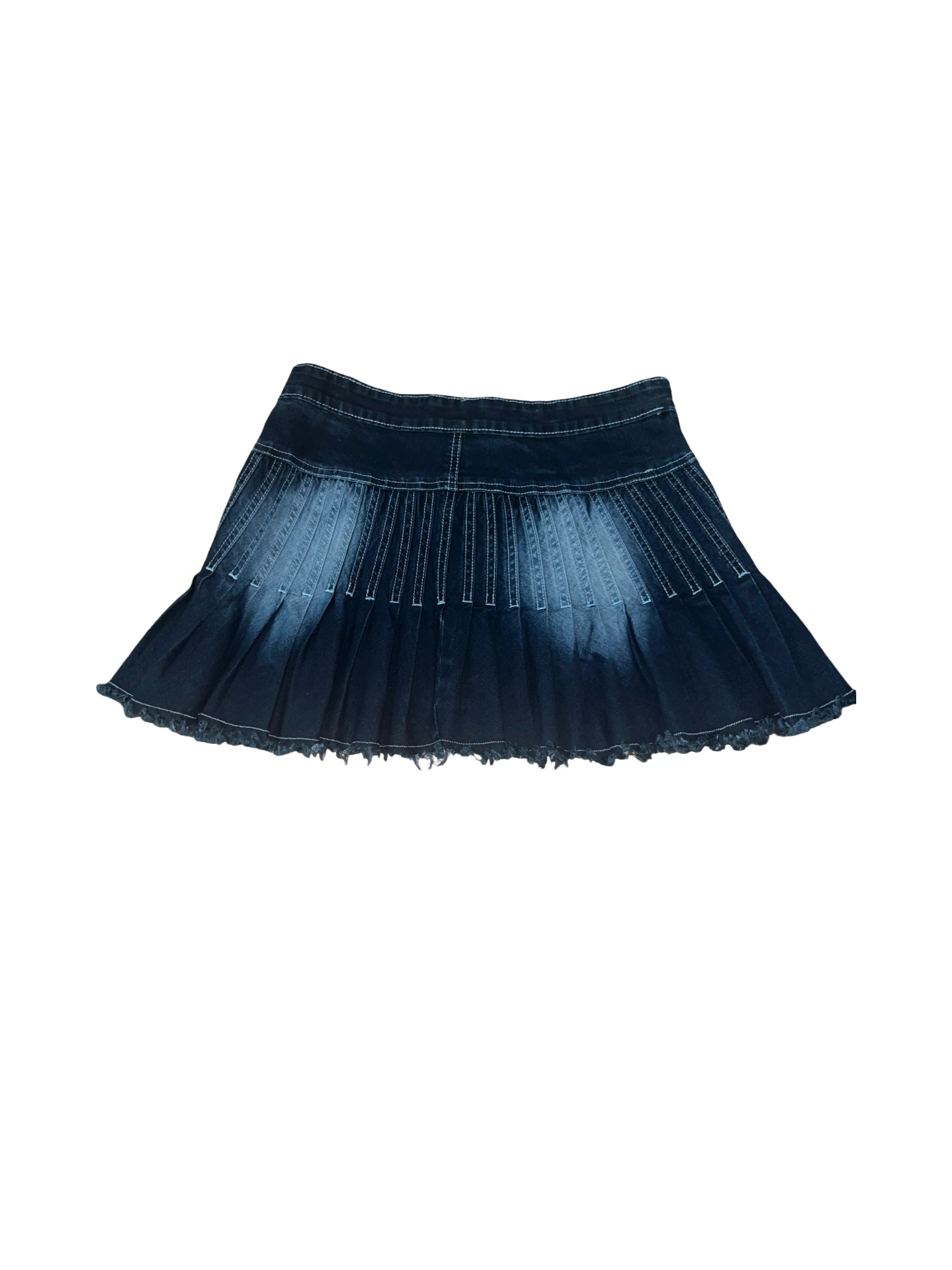 Y2K Dreams Dark Wash Pleated Denim Mini Skirt uk12