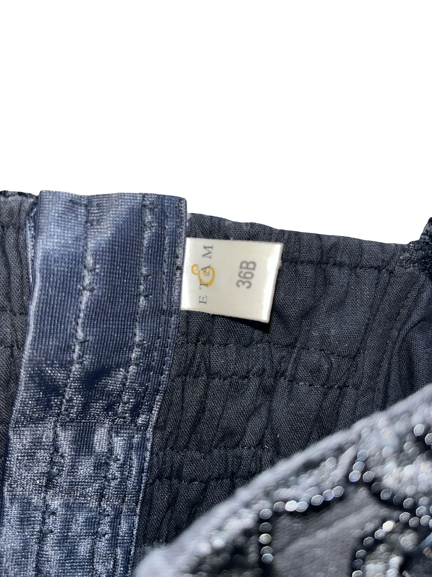 Vintage Y2K Black Satin Lace Bustier Corset Top 36B