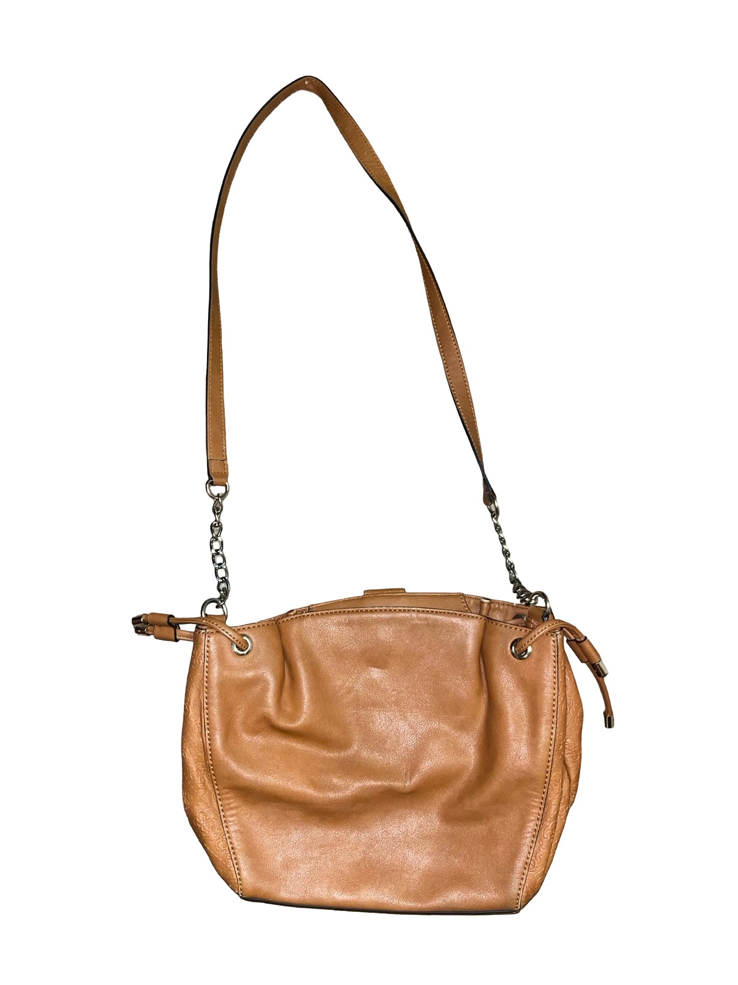 Y2K GUESS Tan Buckle 2000s Chain Strap Handbag