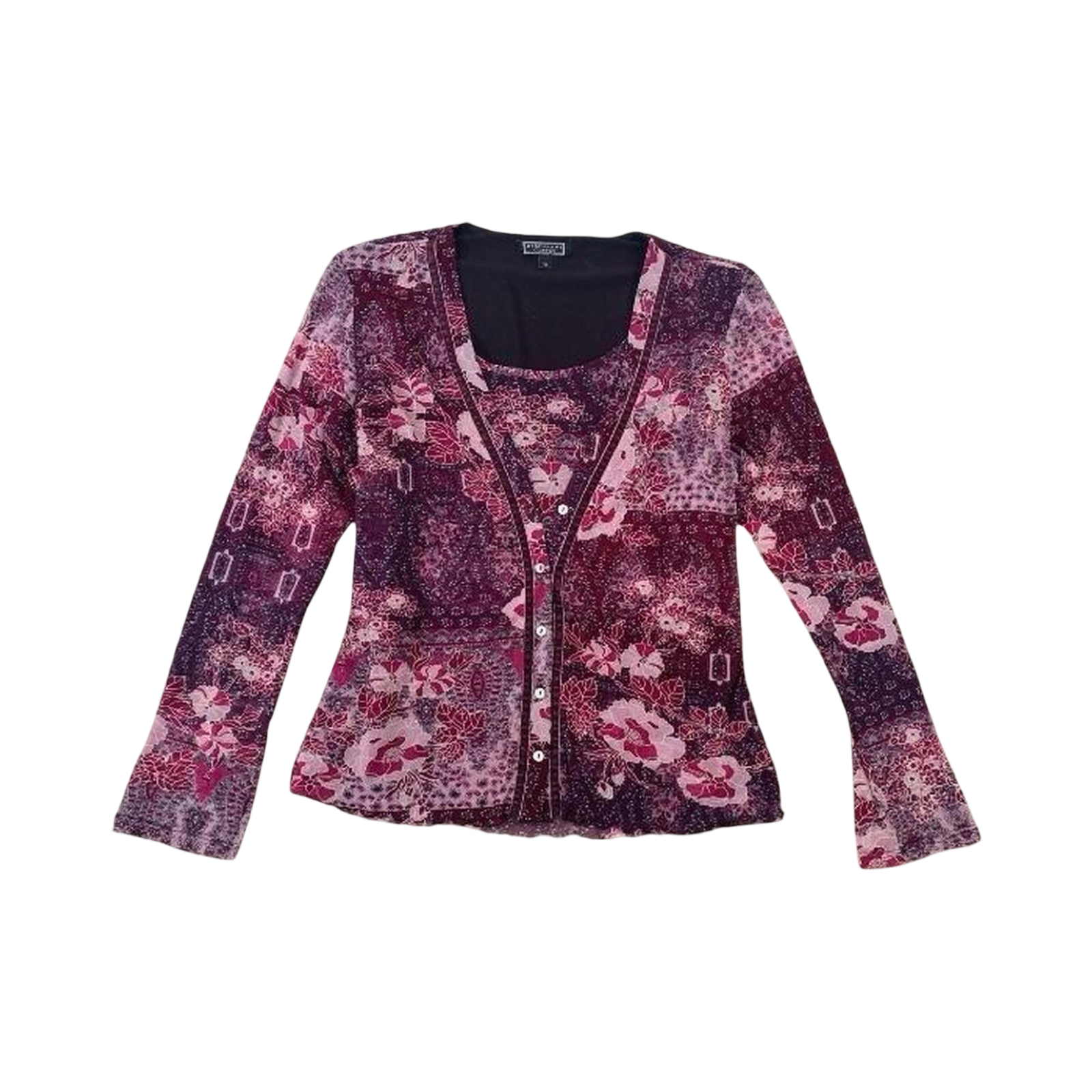 Cute purple floral mix double lined y2k top Debenhams uk16