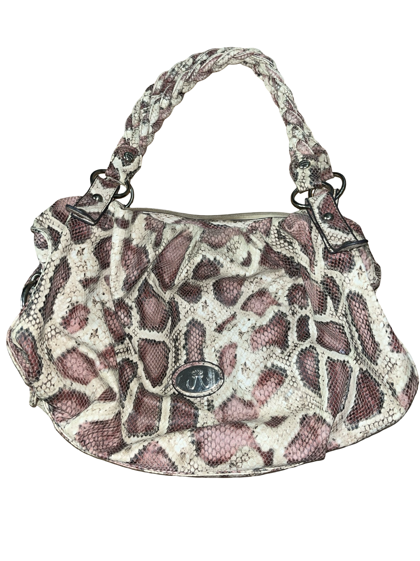 Juno Y2K Pink Snakeskin Print Shoulder Bag | Vintage