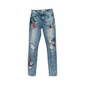 topshop Lucas blue denim jeans with sequin patches ukS