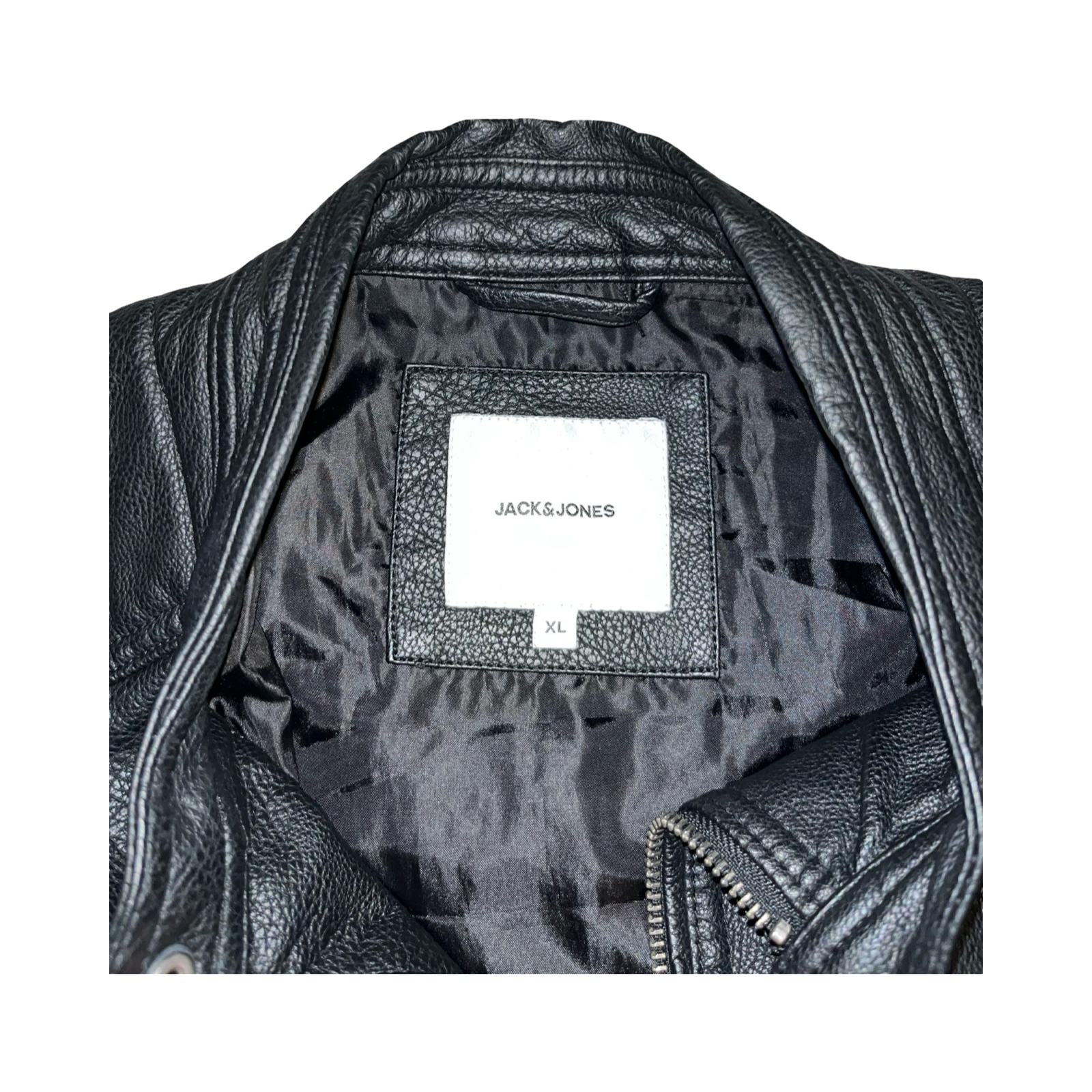 Jack jones black leather moto jacket ukXL