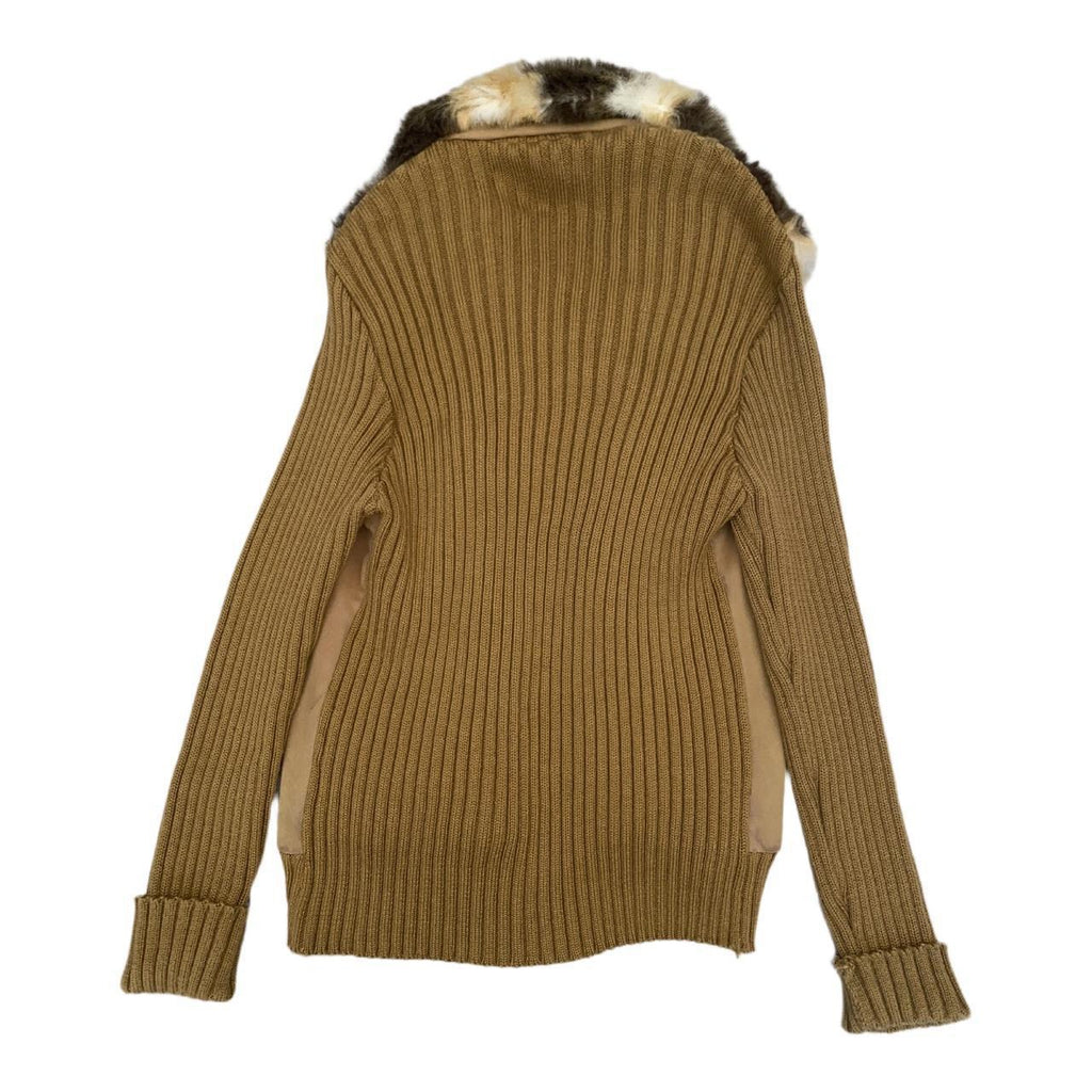 Brown mix Jmlong y2k faux fur zip-up sweater ukXL