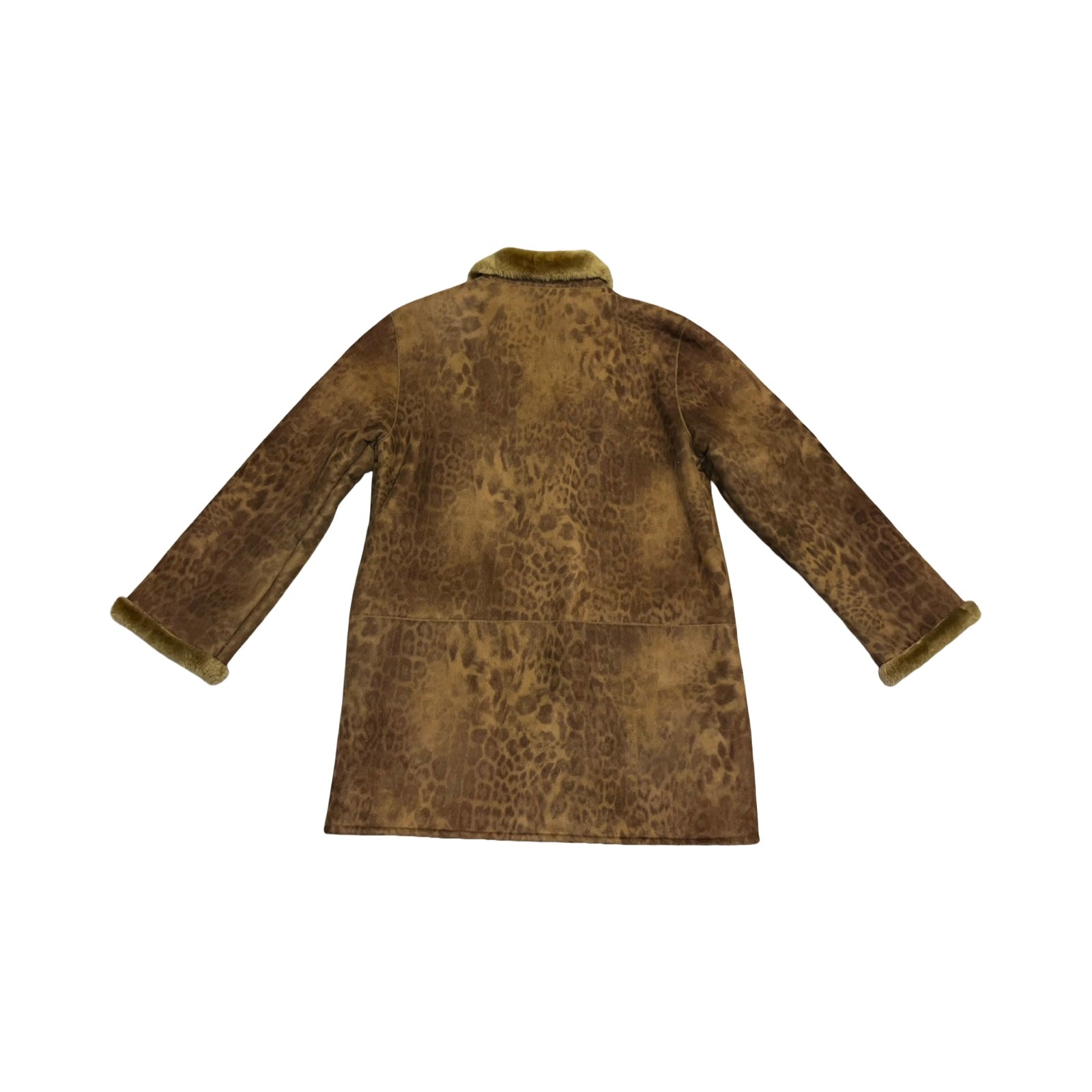 Vintage faux sheep skin leopard print coat M/L