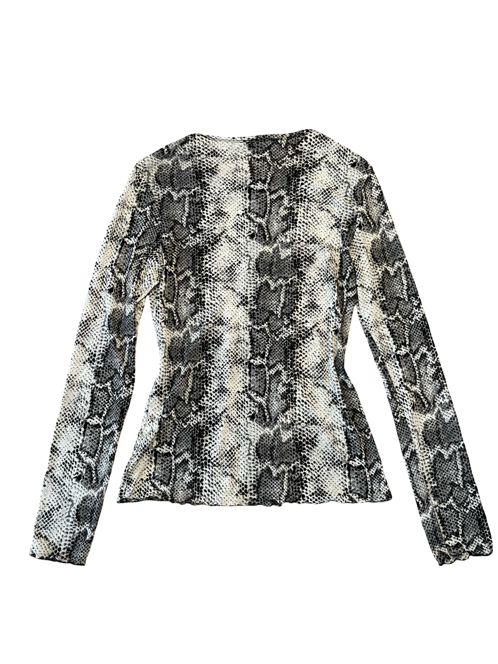 Y2K Wallis Snake Print Mesh Long Sleeve Top UK 12