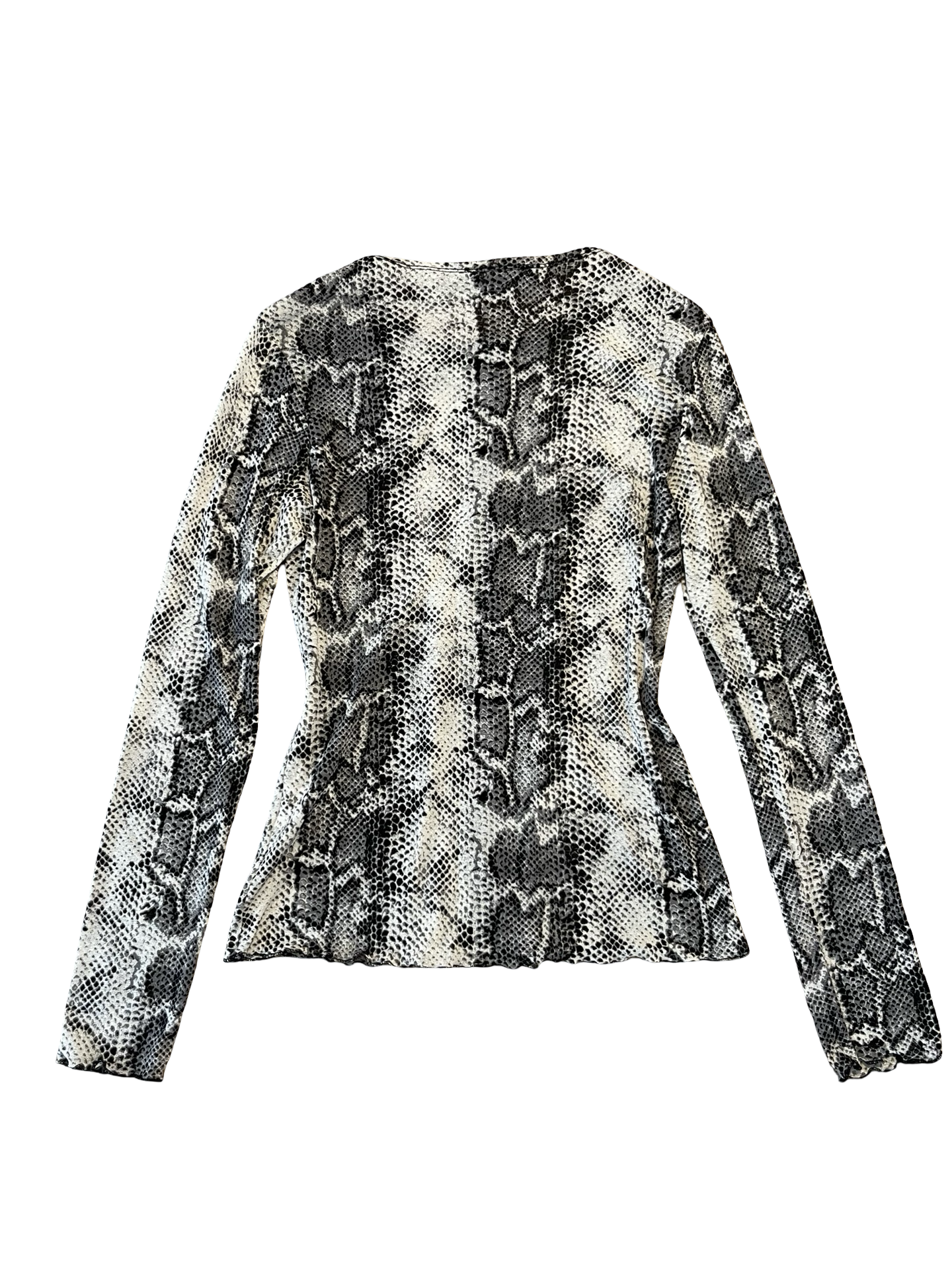Y2K Wallis Snake Print Mesh Long Sleeve Top UK 12