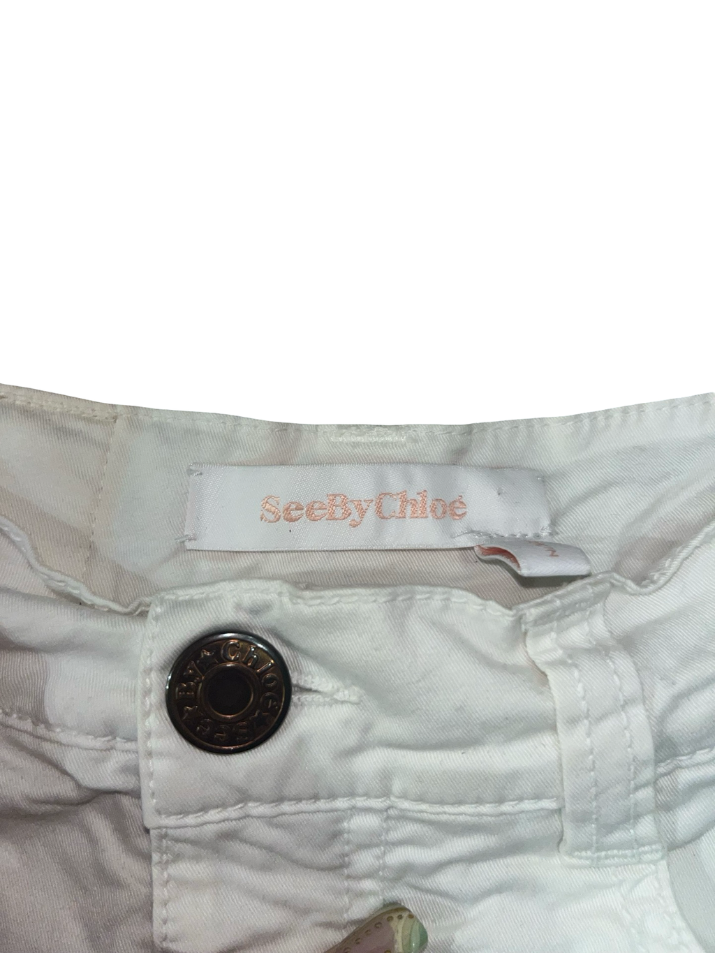 See by Chloé White Asymmetric Ruffle Denim Skirt | Designer Y2K Boho Mini Skirt XS