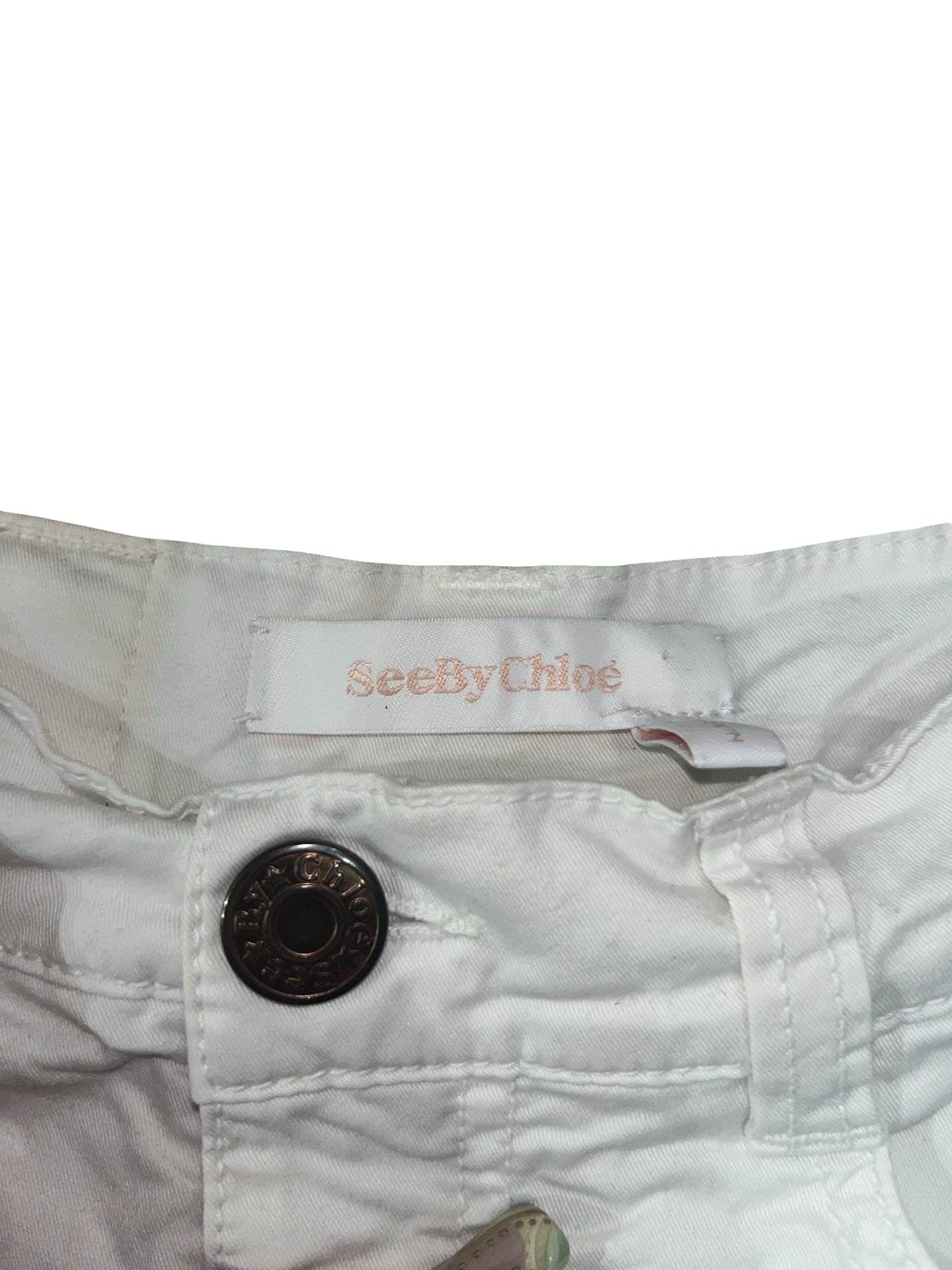 See by Chloé White Asymmetric Ruffle Denim Skirt | Designer Y2K Boho Mini Skirt XS