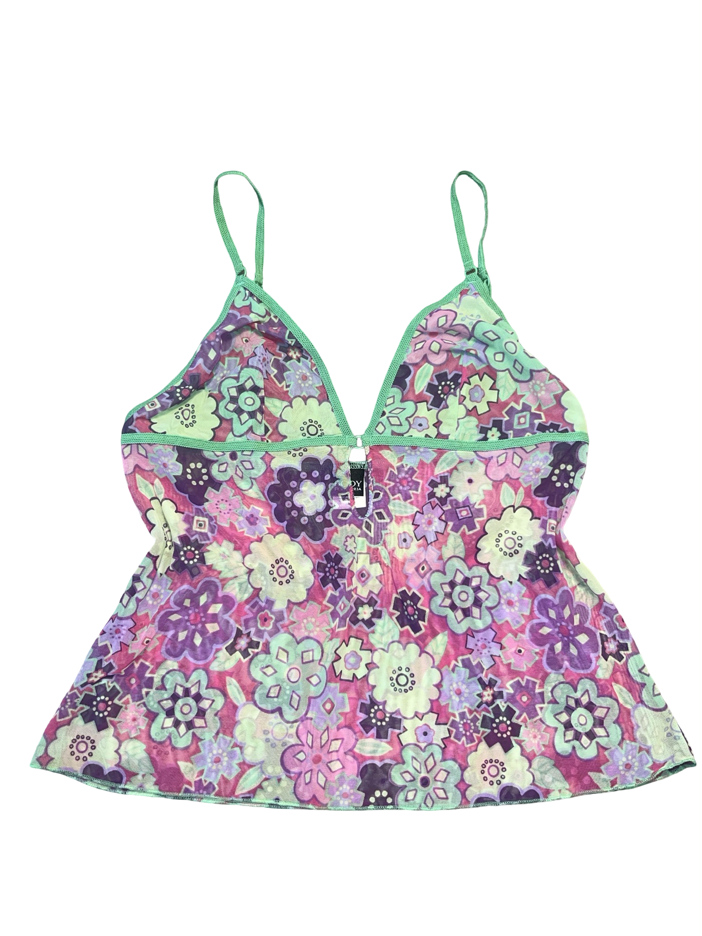 Y2K Body by Victoria Floral Mesh Cami Top Size 12