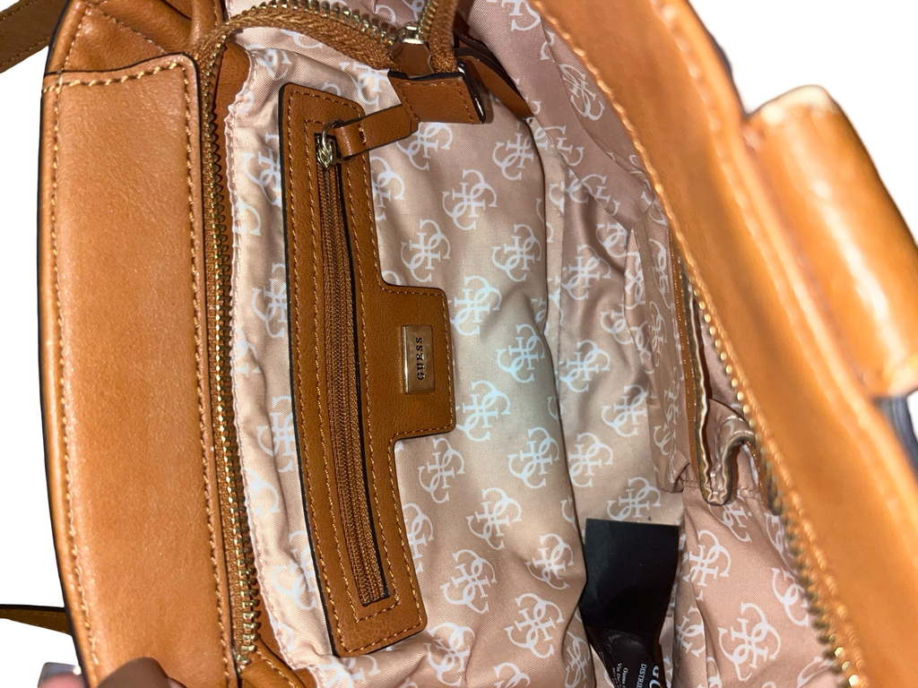 Y2K GUESS Tan Buckle 2000s Chain Strap Handbag