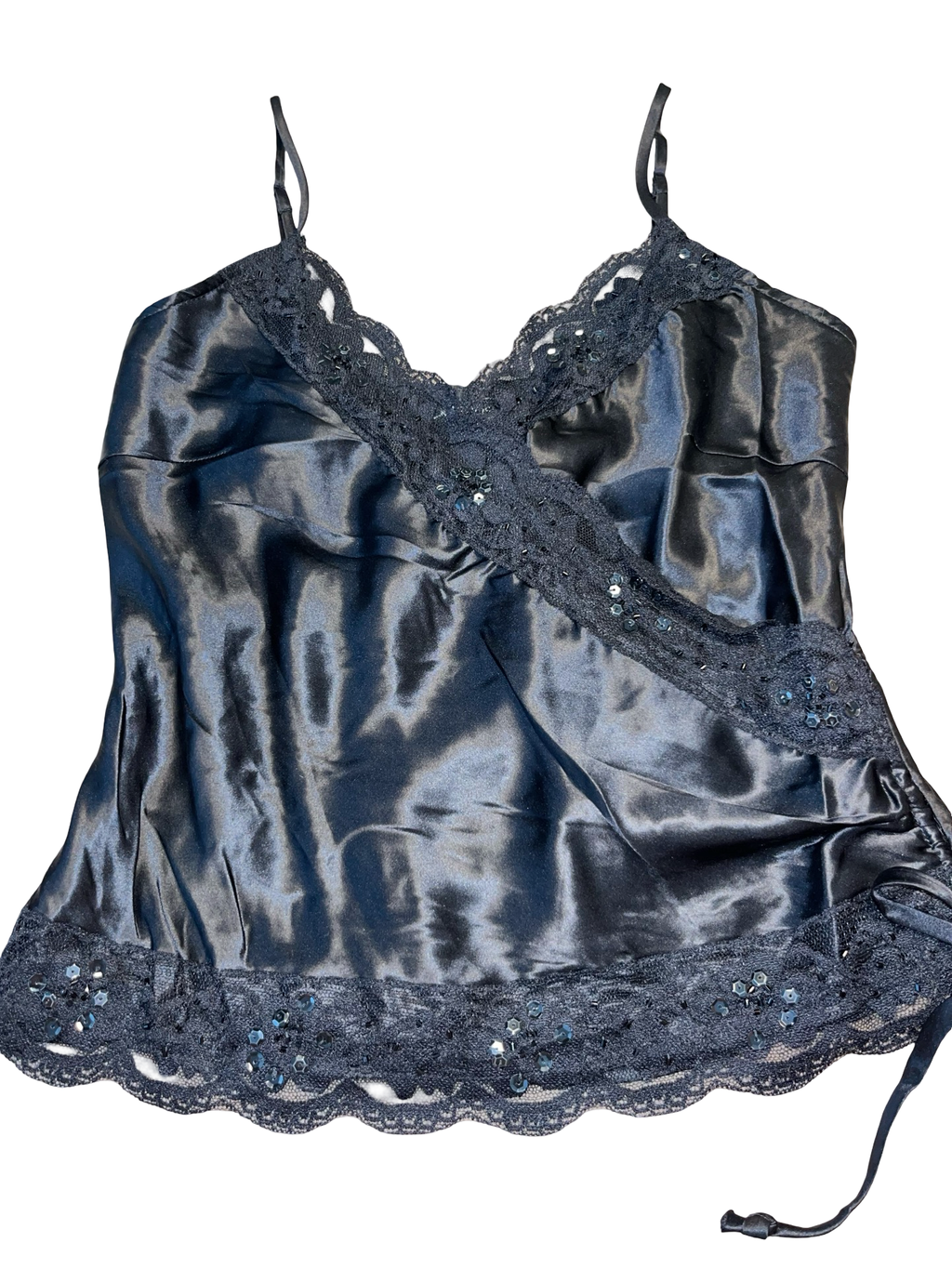 Y2K Miss Posh Black Embellished Lace Cami Top Size S