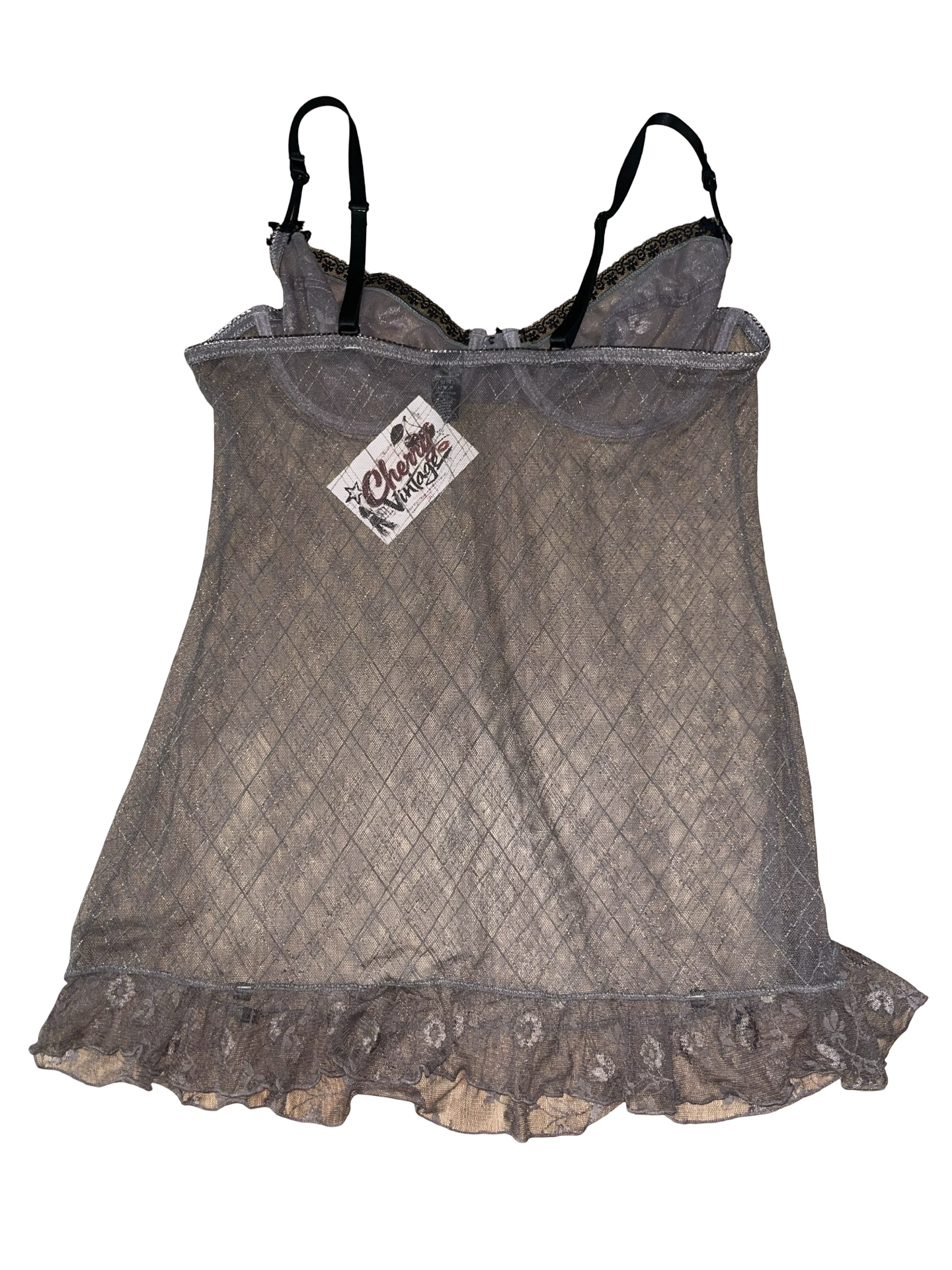Y2K Sheer Mesh Underwired Lace Cami Top UK 36C