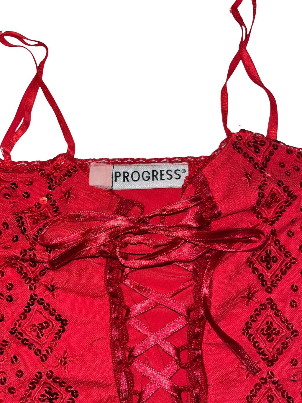Y2K Progress Red Lace-Up Corset Cami Top uk8