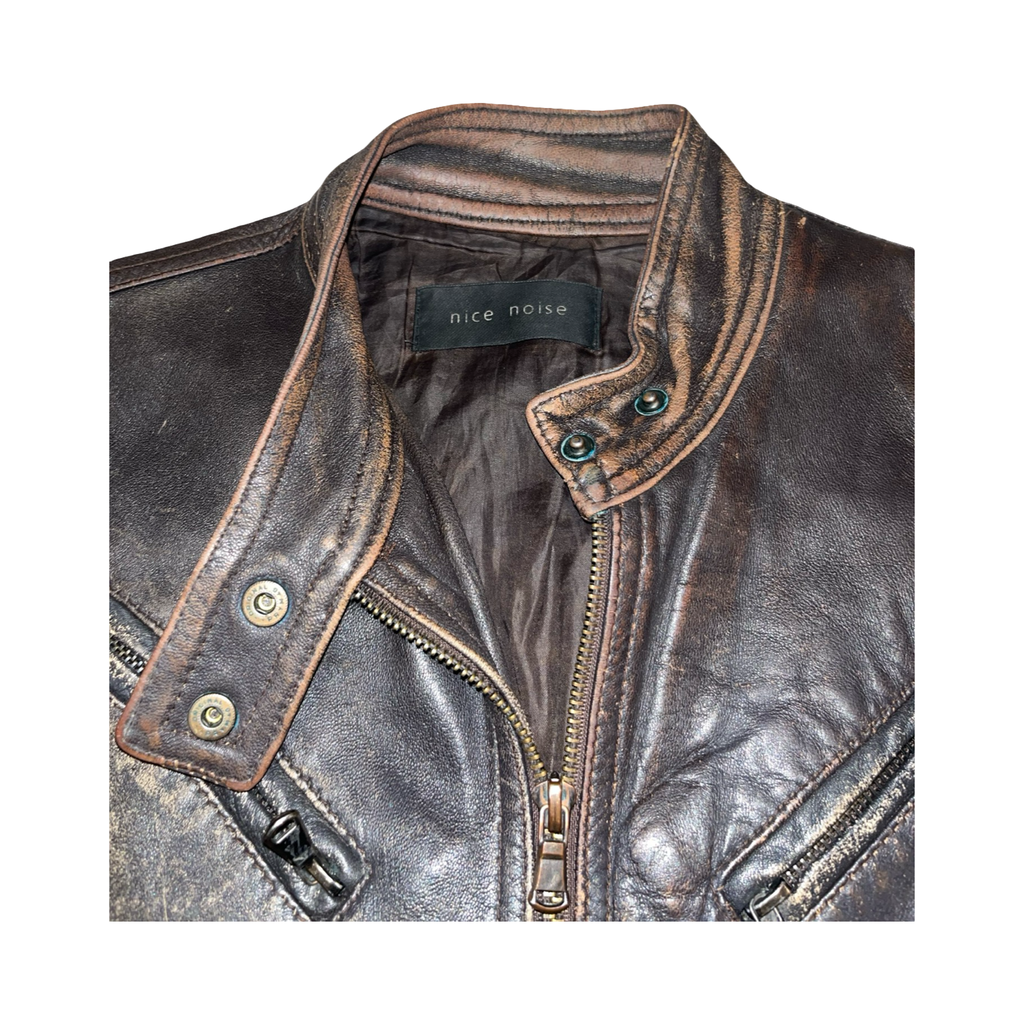 Vintage nice noise distressed Y2K 2000’s leather jacket ukS