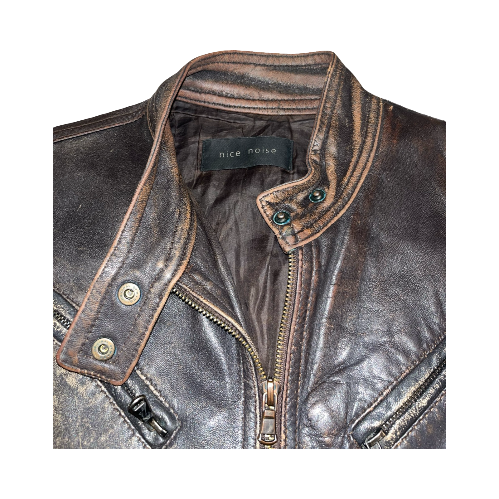Vintage nice noise distressed Y2K 2000’s leather jacket ukS
