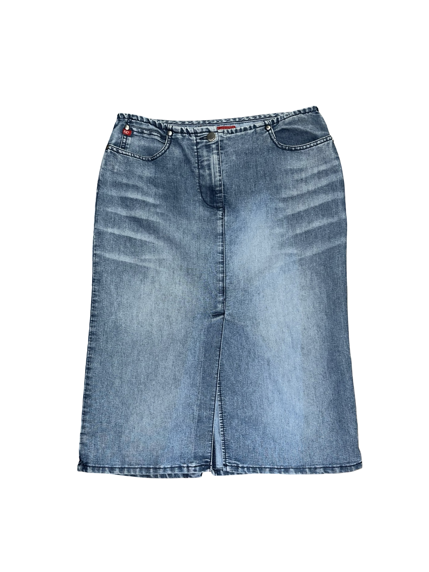 Y2K Miss Sixty Denim Midi Skirt | 00s Low Rise uk12