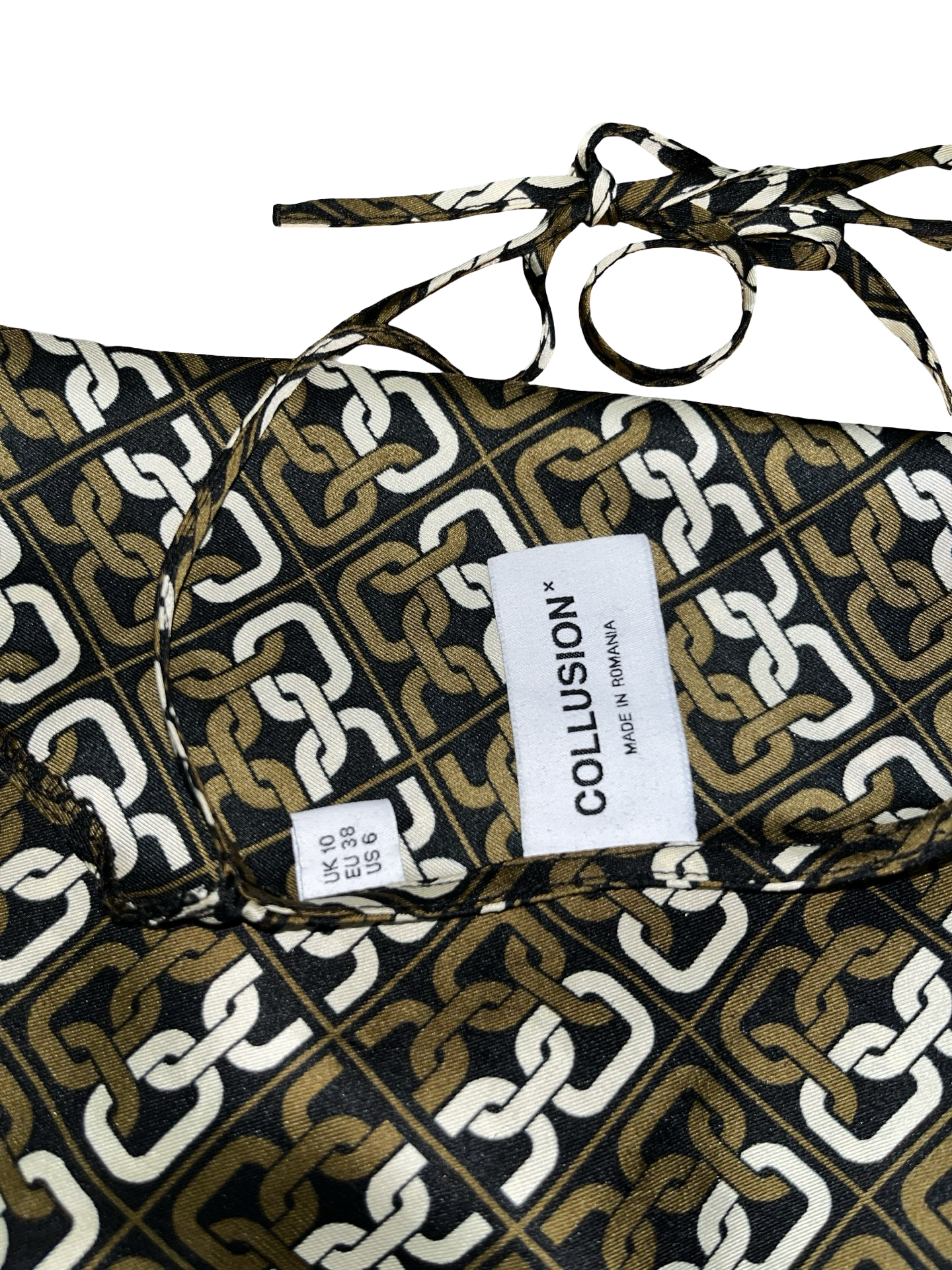 Collusion Y2K Geometric Chain Print Halterneck Scarf Top UK 10